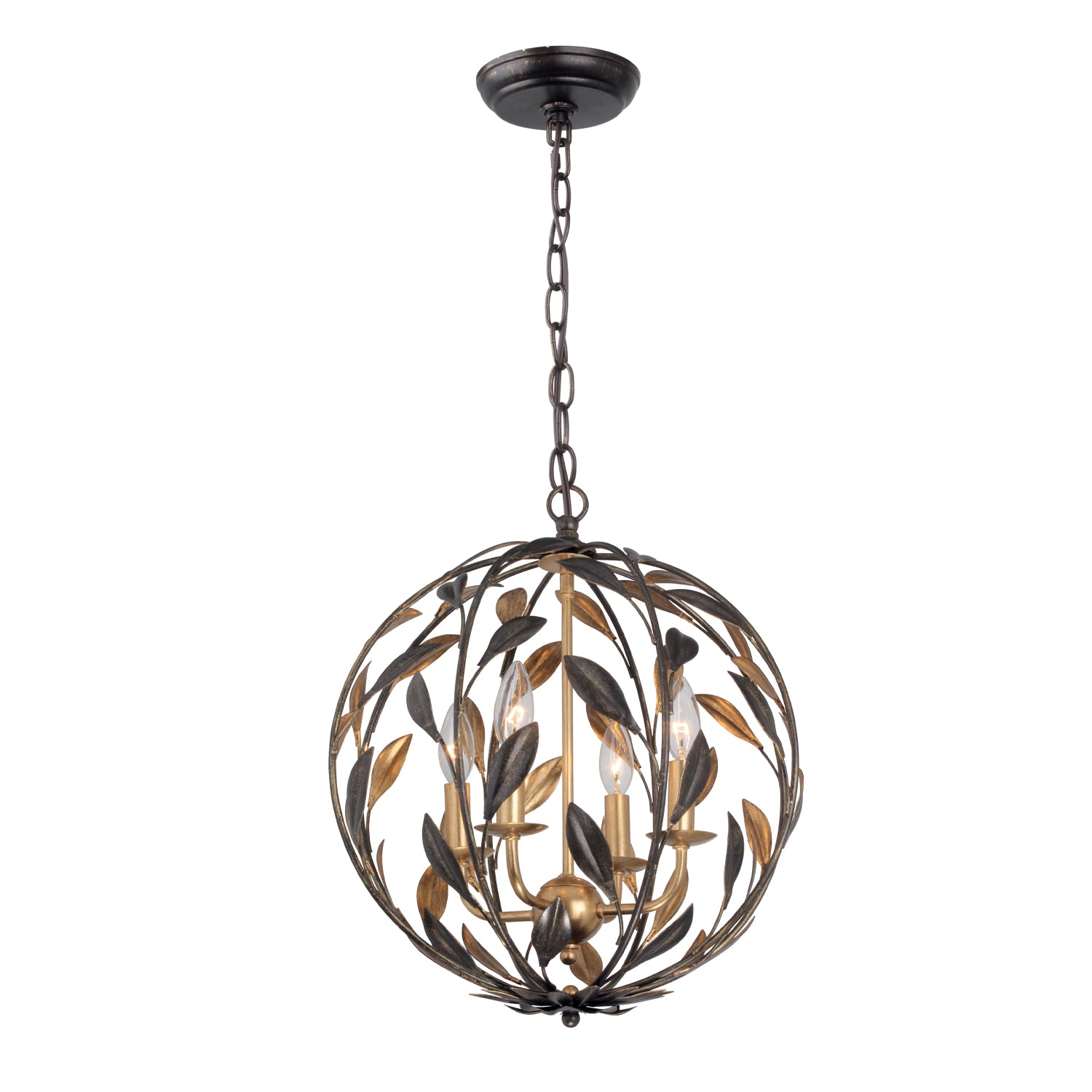Broche 16'' English Bronze + Antique Gold Chandelier
