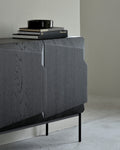 Stairs Sideboard | Varnished Oak | Black | 3 Doors