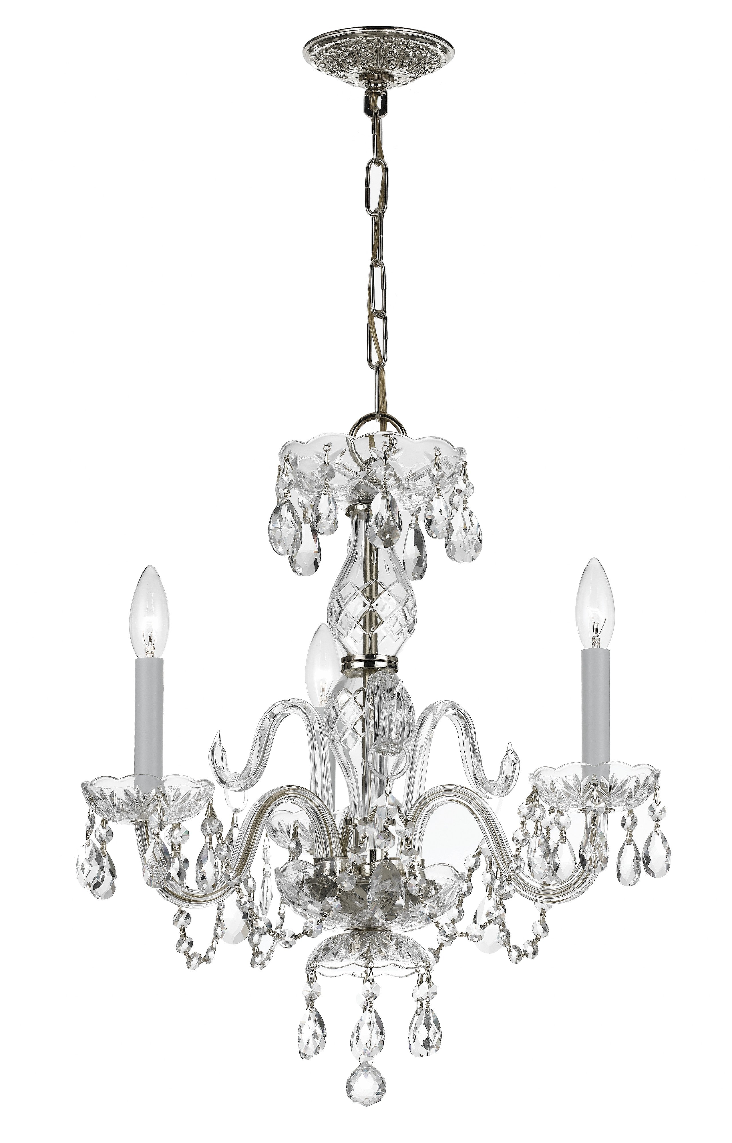 Traditional Crystal 16'' Italian Crystal Polished Chrome Chandelier