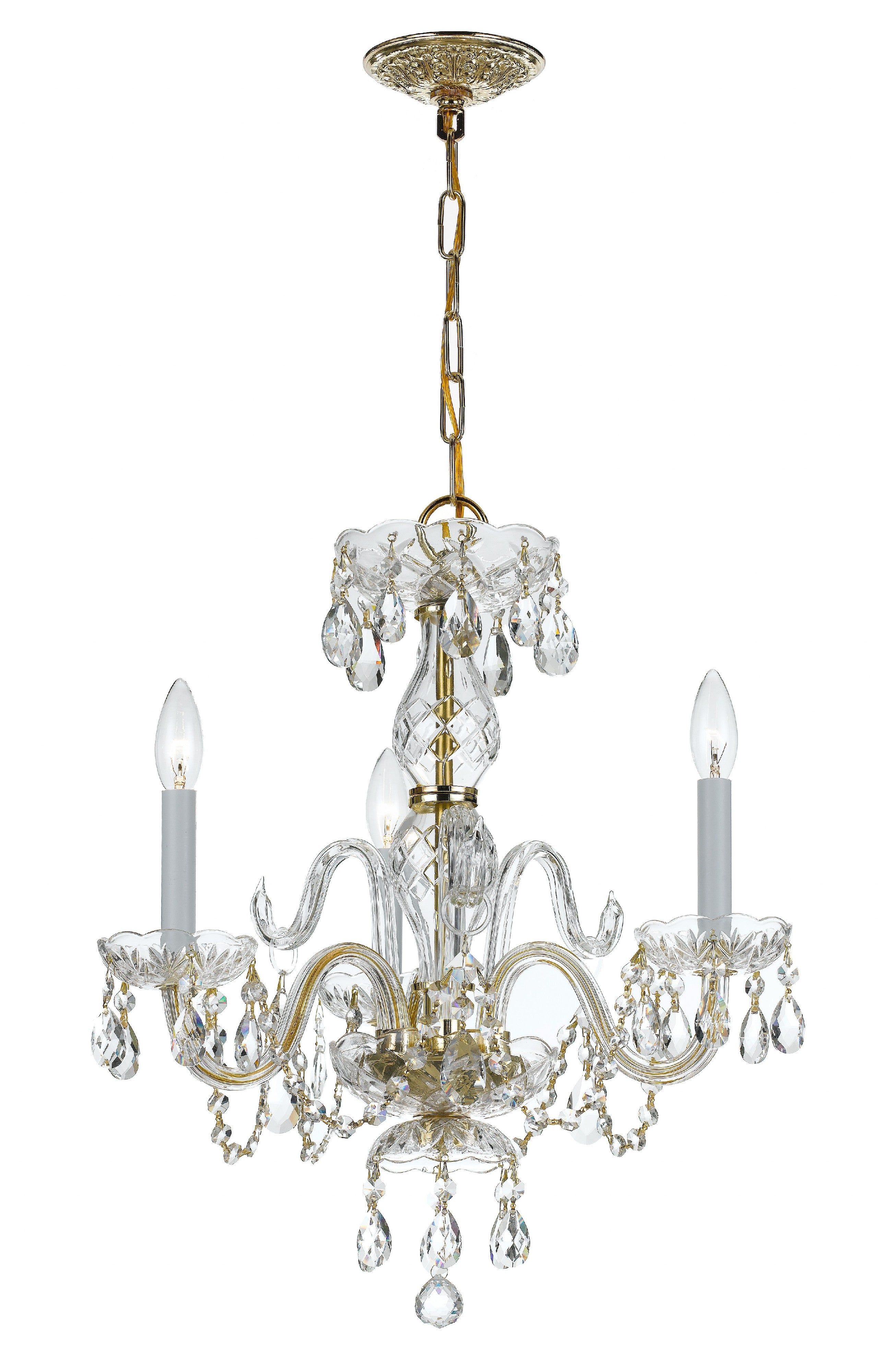 Traditional Crystal 16'' Swarovski Spectra Crystal Polished Brass Chandelier