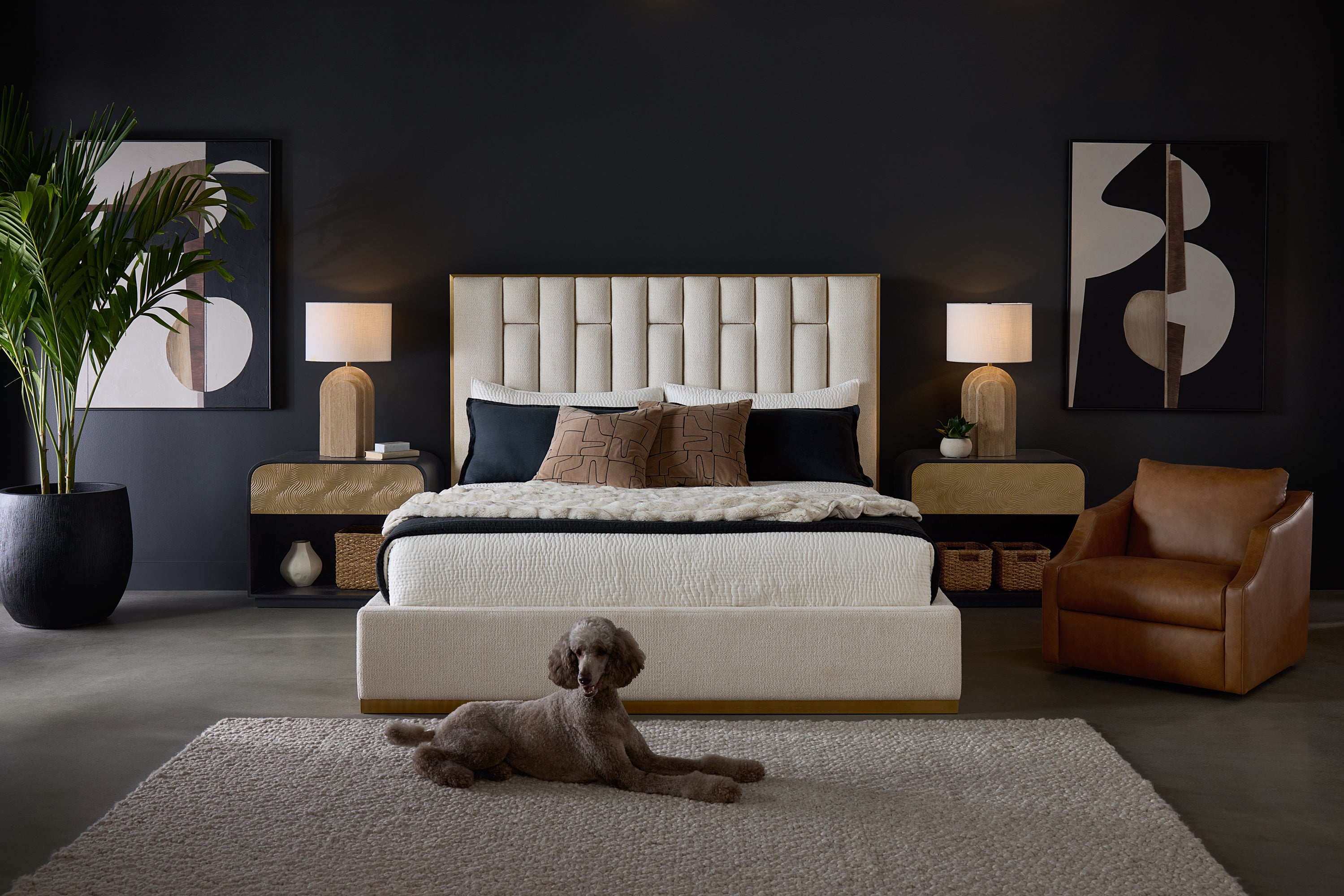 Algarve Nightstand - Black / Champagne Gold