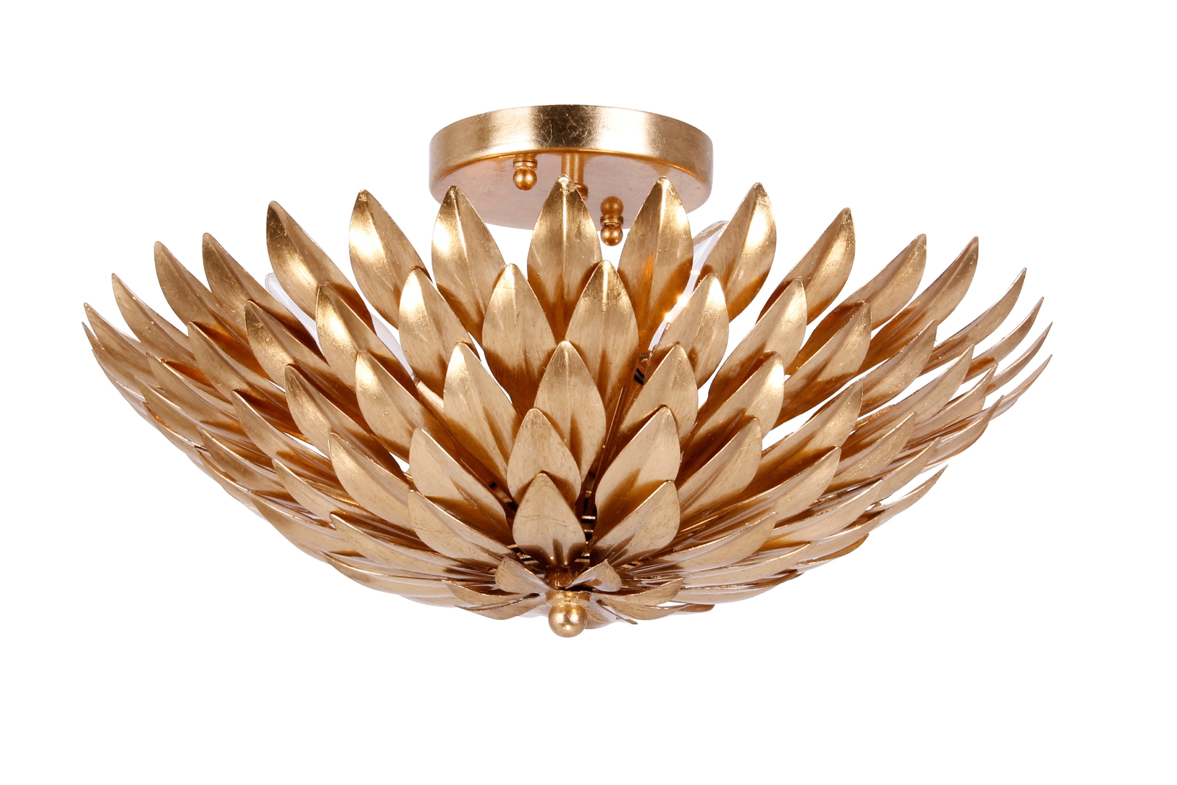 Broche 16'' Antique Gold Semi Flush Mount