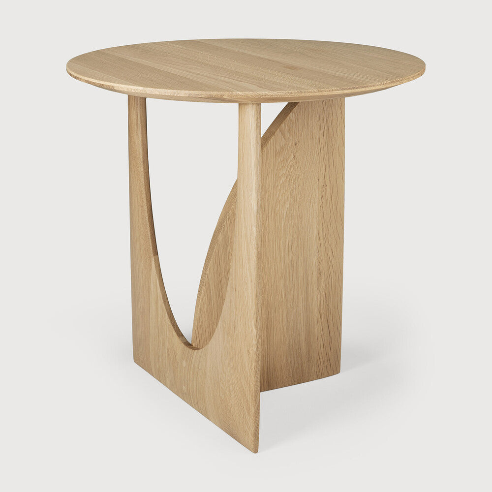 Geometric Side Table | Varnished Oak | Round
