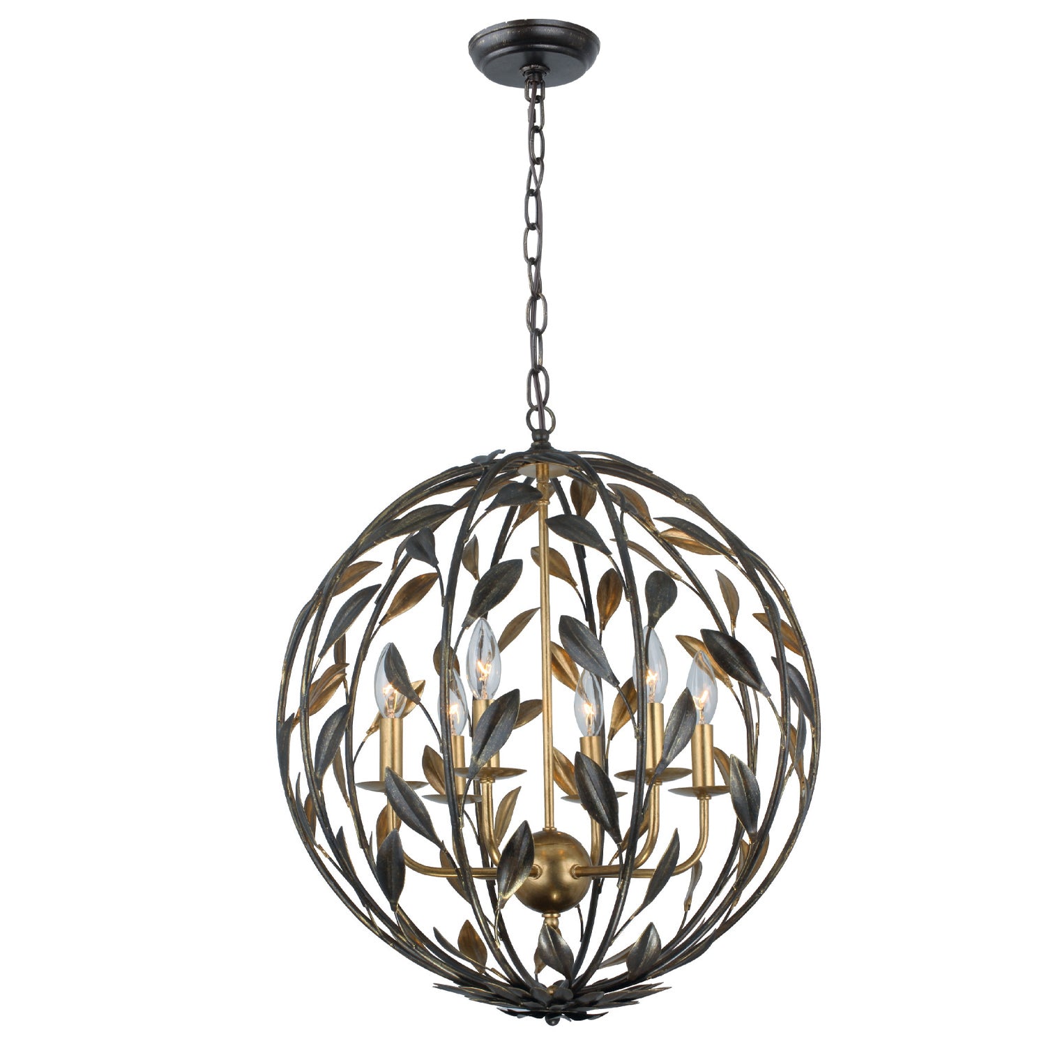 Broche 21'' English Bronze + Antique Gold Chandelier