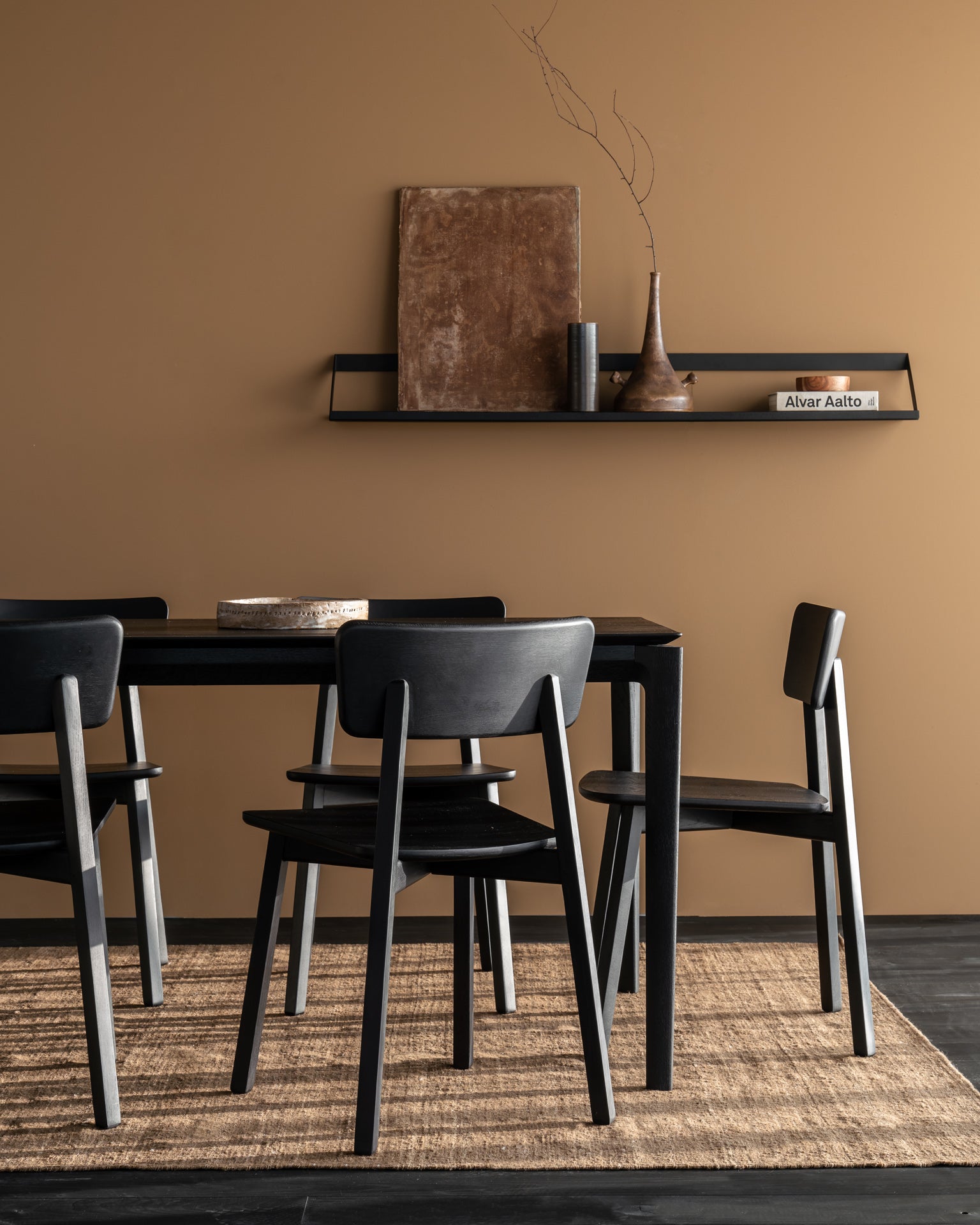 Bok Dining Table | Varnished Oak | Black | Rectangular | 87" X 37"