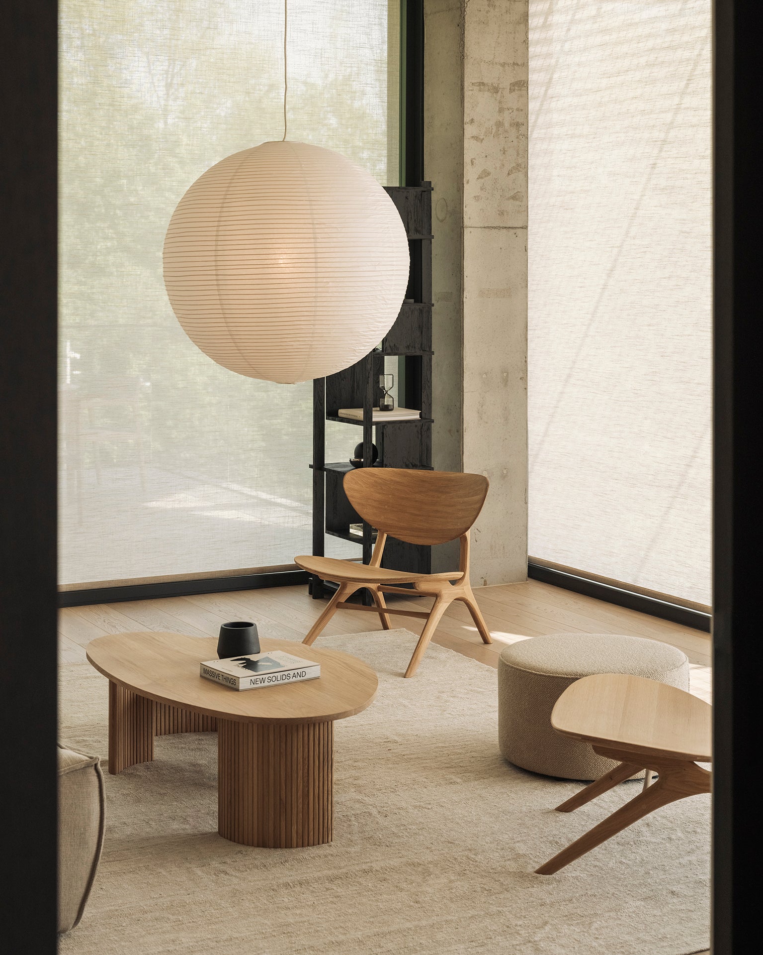 Boomerang Coffee Table | Oak | Pebble Shape | 50" X 29"