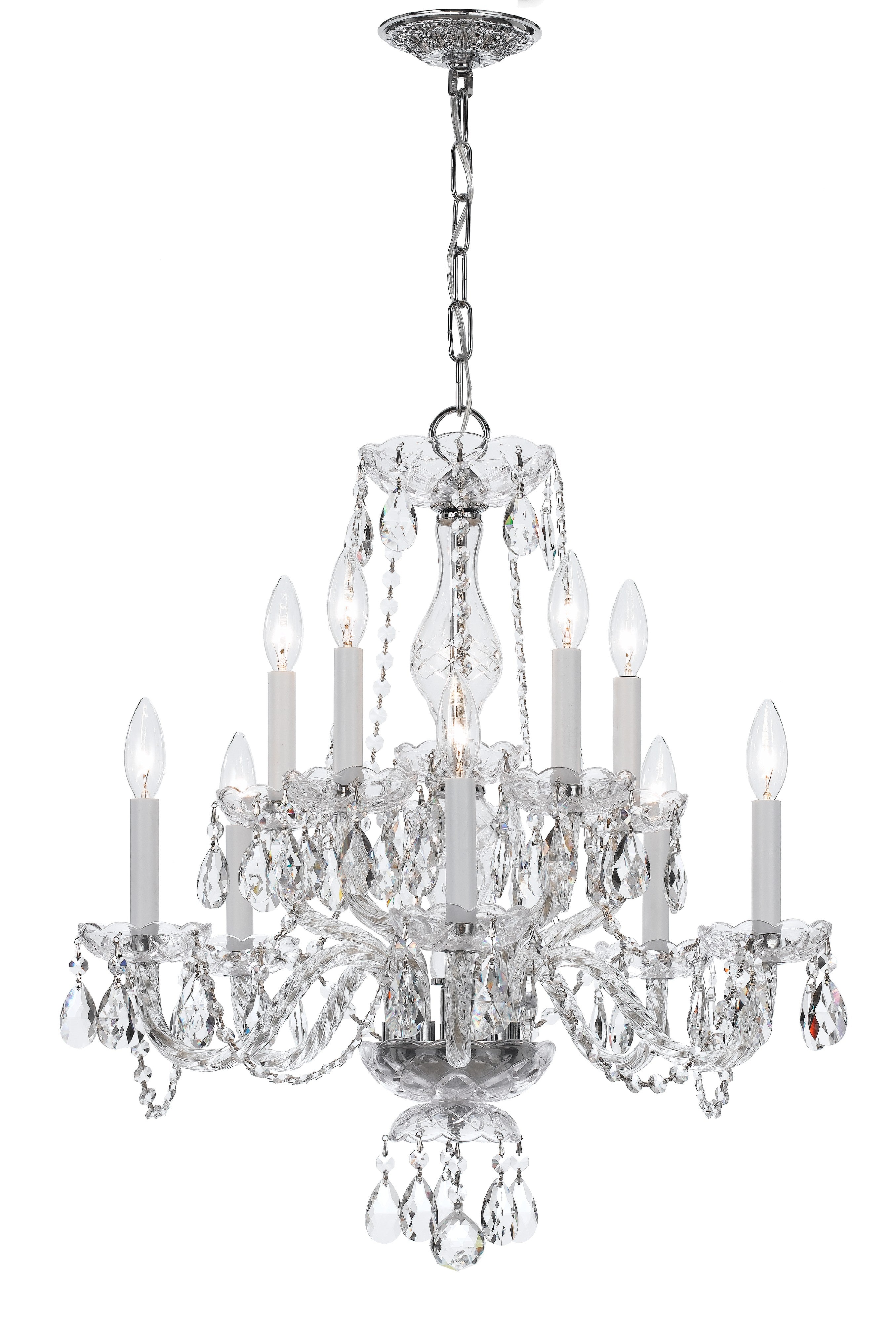 Traditional Crystal 23'' Swarovski Strass Crystal Polished Chrome Chandelier