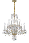 Traditional Crystal 23'' Swarovski Strass Crystal Polished Brass Chandelier