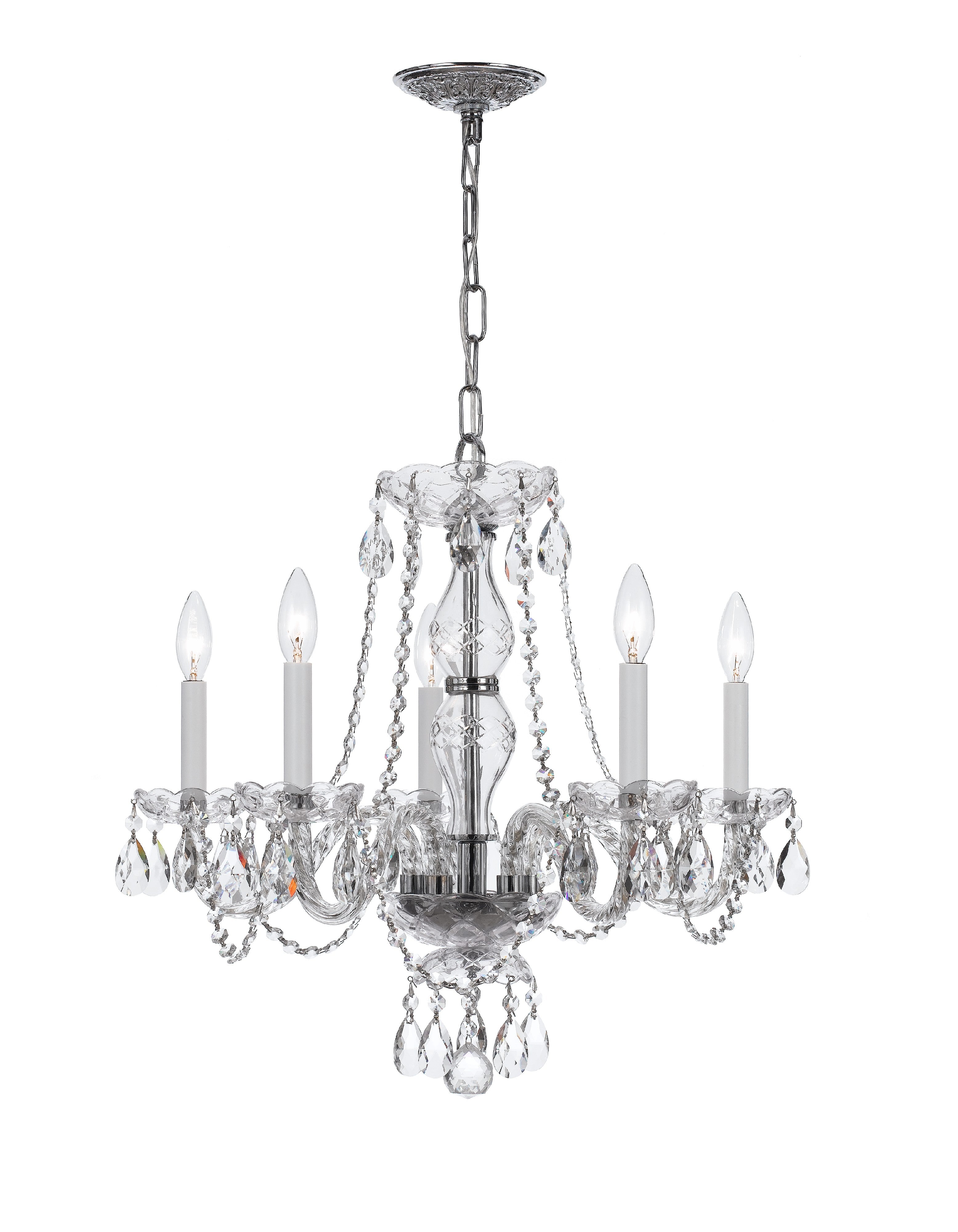 Traditional Crystal 21'' Swarovski Spectra Crystal Polished Chrome Chandelier