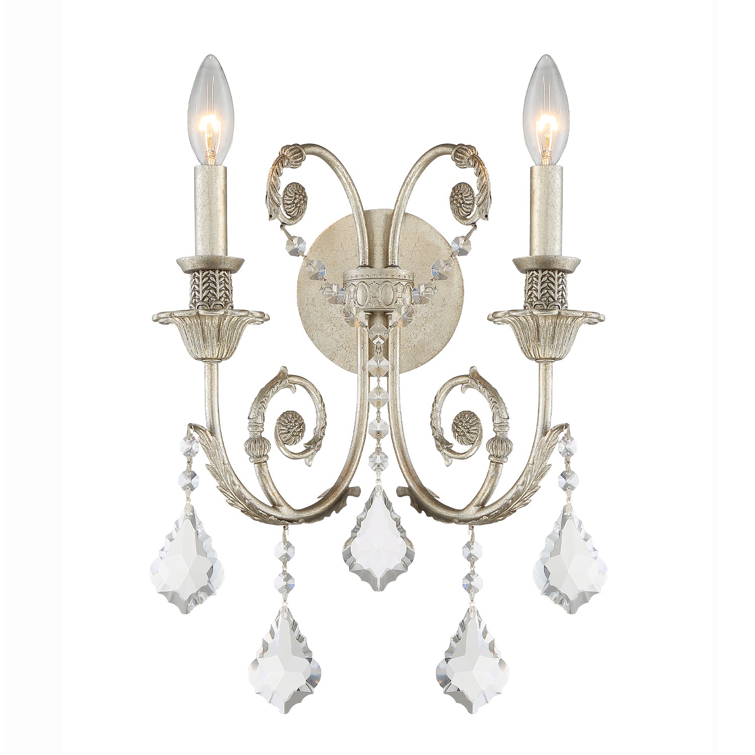 Regis 12.5'' Hand Cut Crystal Olde Silver Sconce