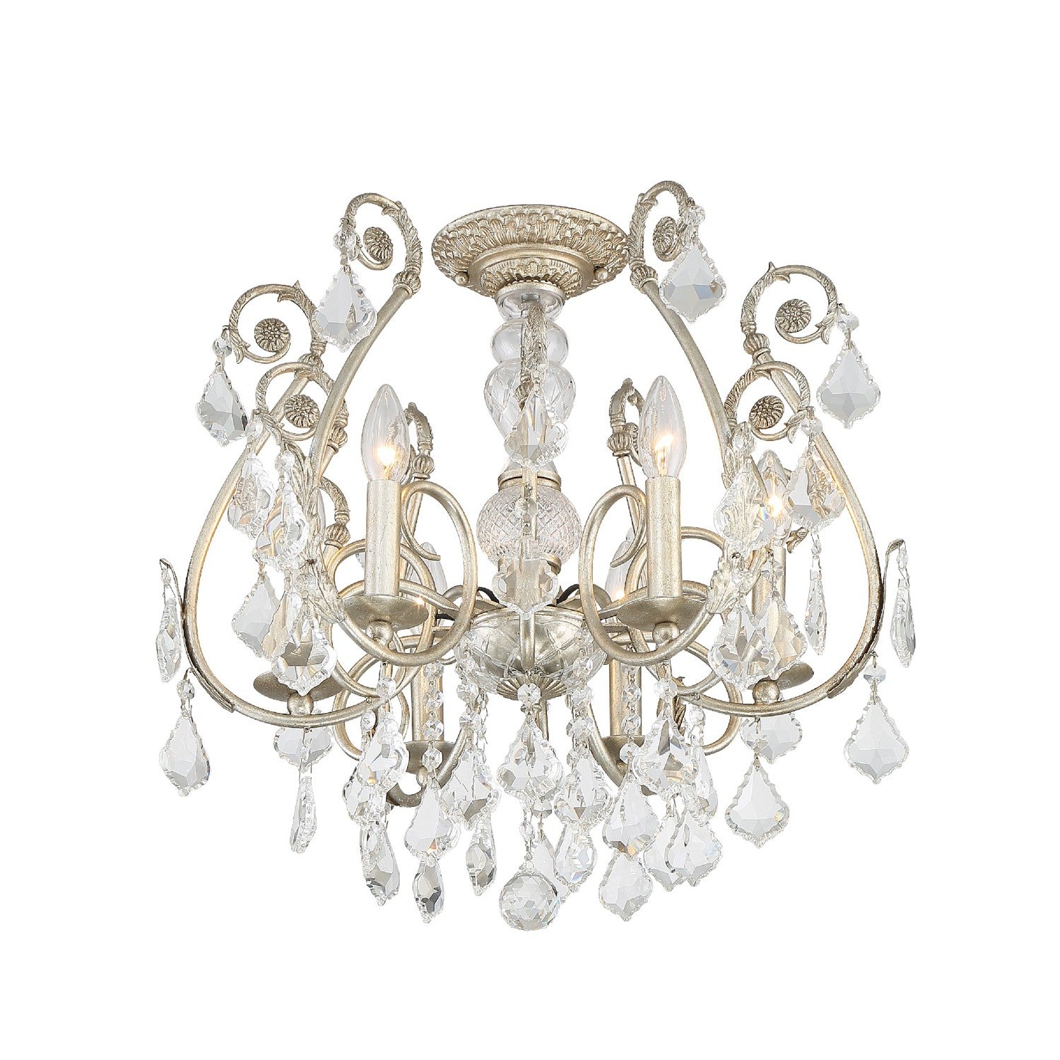 Regis 20'' Hand Cut Crystal Olde Silver Semi Flush Mount