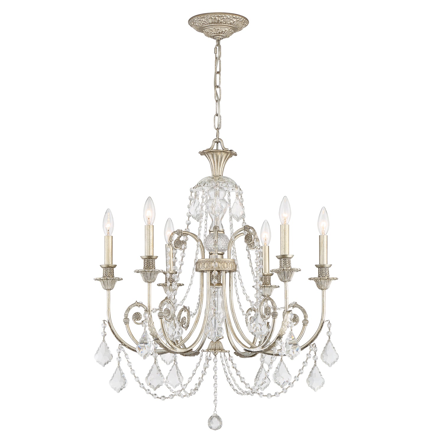 Regis 26'' Hand Cut Crystal Olde Silver Chandelier