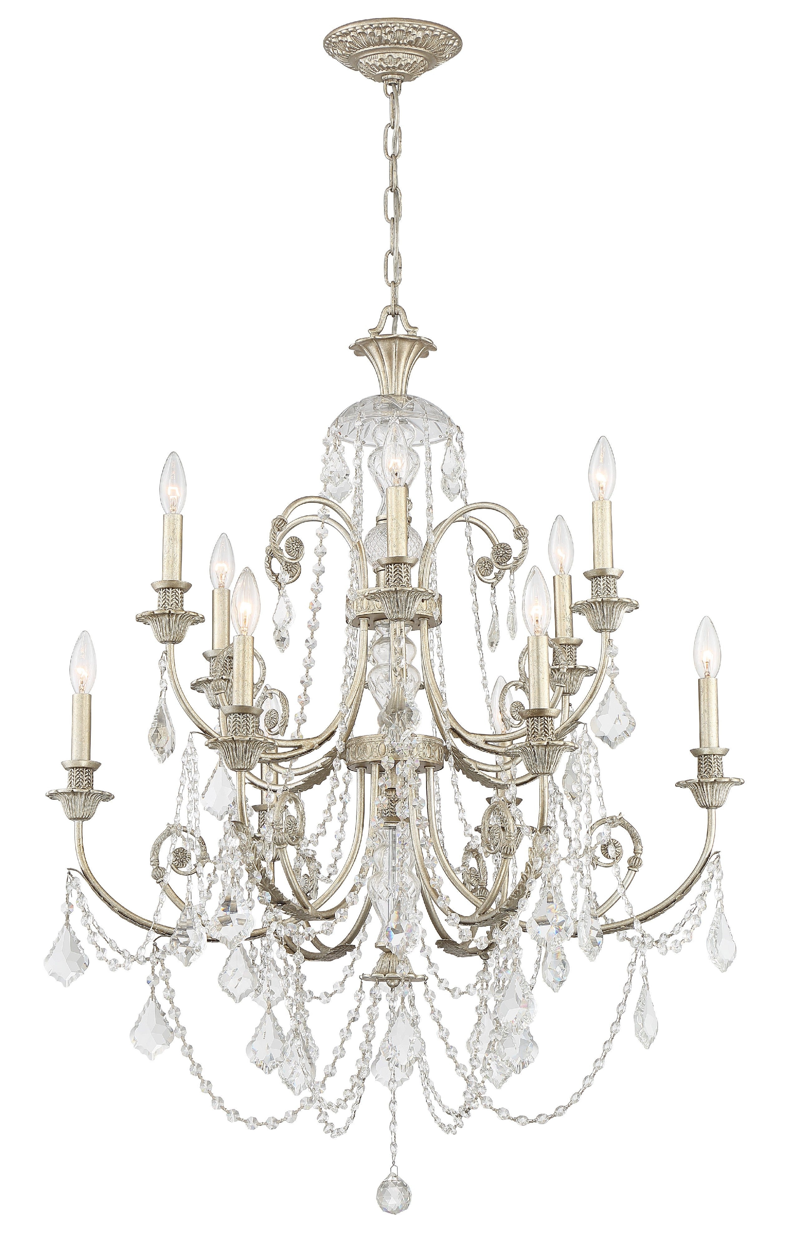 Regis 32'' Hand Cut Crystal Olde Silver Chandelier