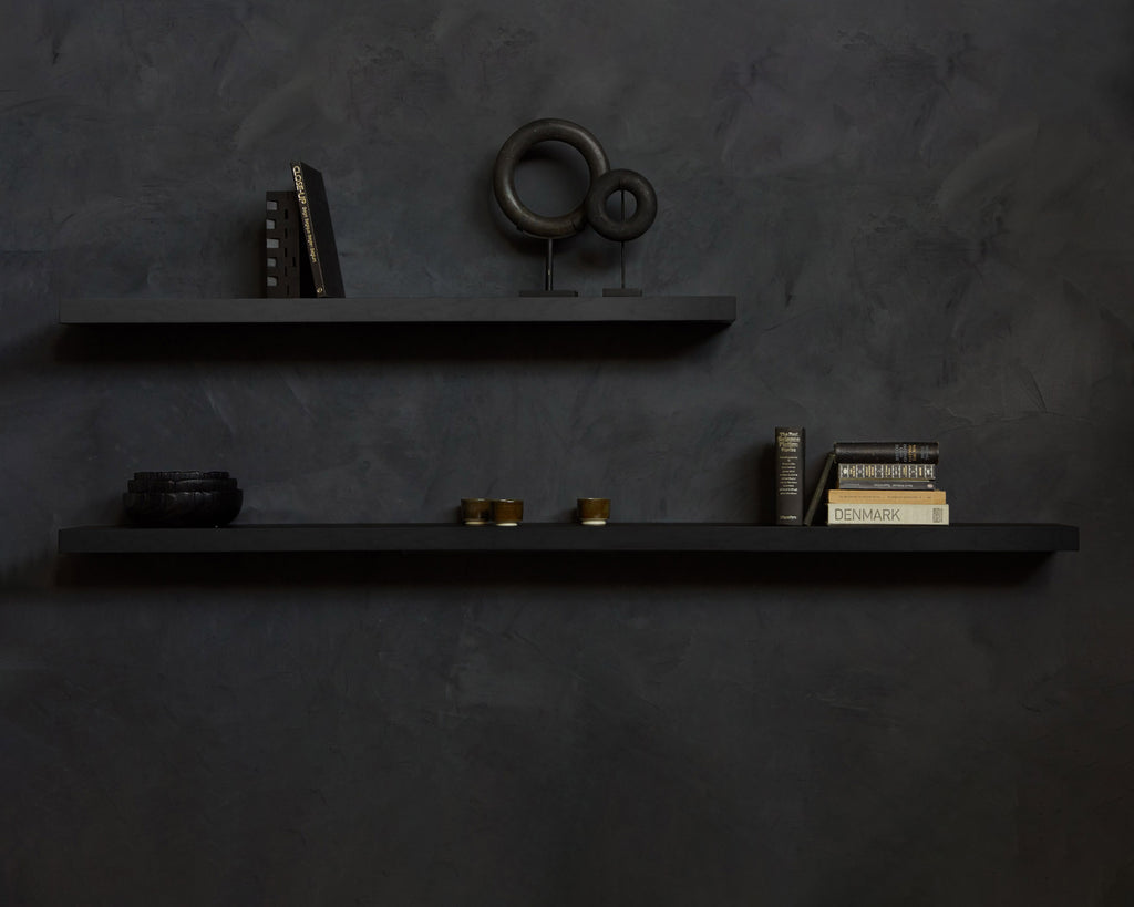 Wall Shelf | Varnished Oak | Black | 28" X 9"