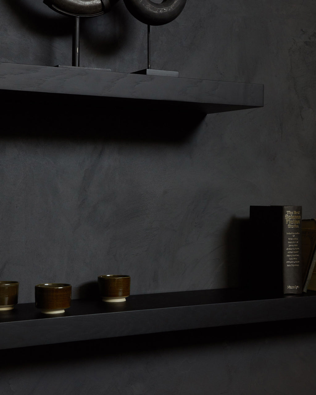 Wall Shelf | Varnished Oak | Black | 83" X 9"
