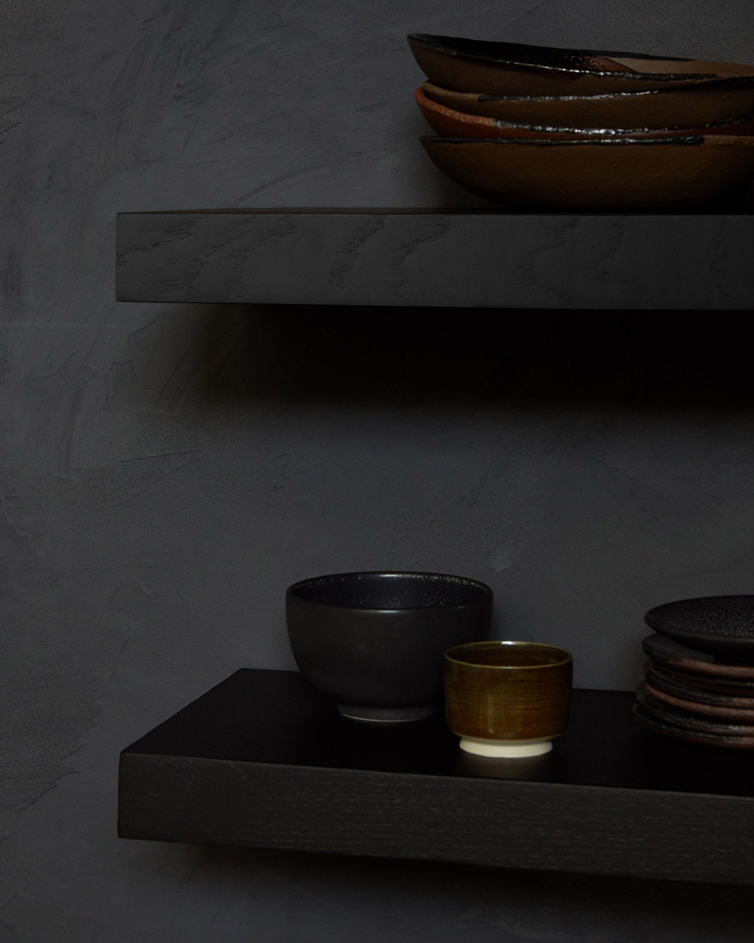 Wall Shelf | Varnished Oak | Black | 83" X 9"