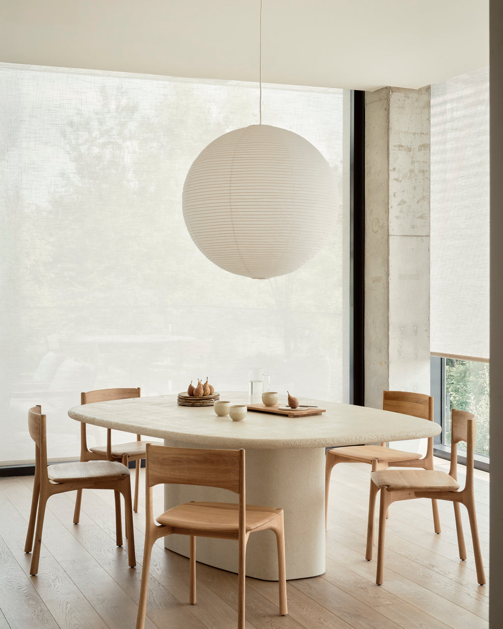 Elements Dining Table | Varnished Microcement | Off White | Pebble Shape