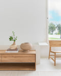 Nordic Tv Cupboard | Oak | 1 Flip|Down Door | 1 Drawer | 47" X 18"