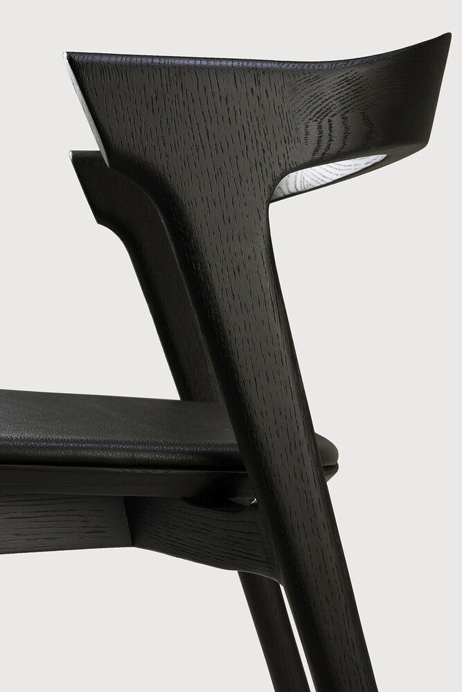 Bok Dining Chair | Varnished Oak | Black | Black Leather