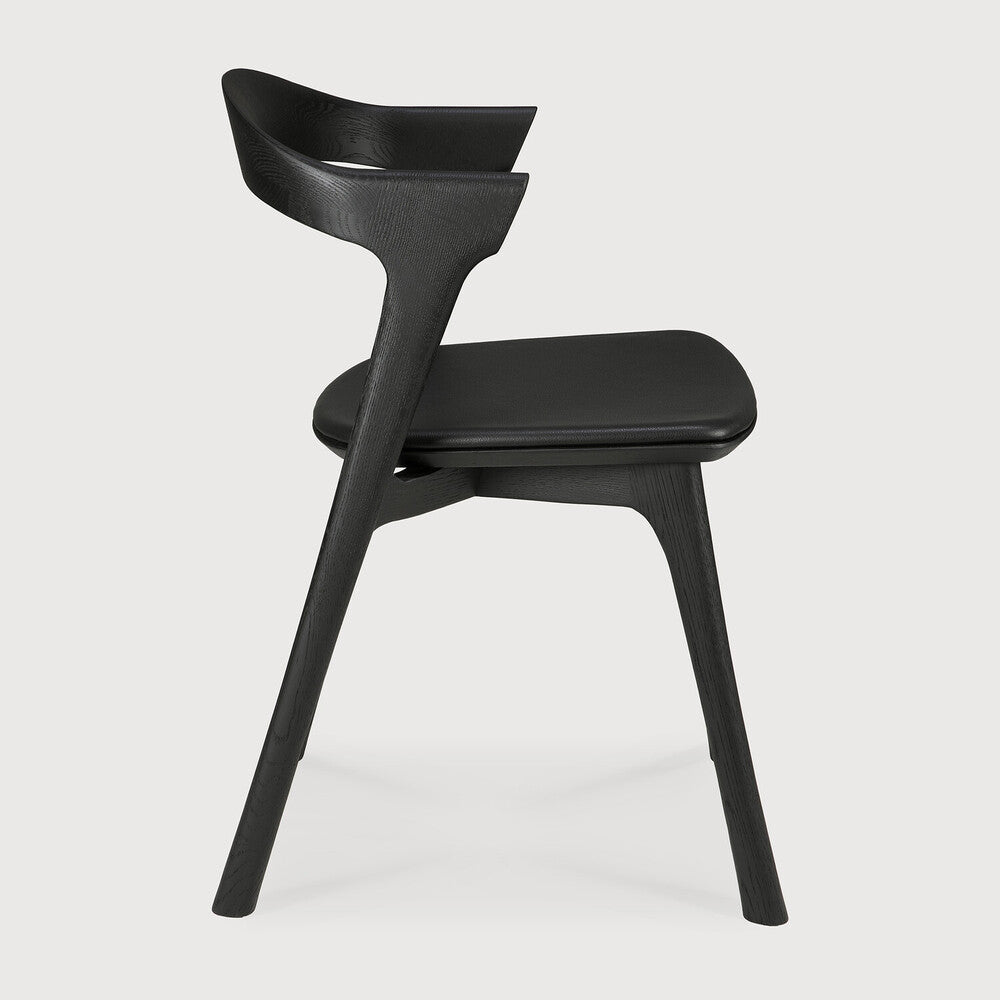 Bok Dining Chair | Varnished Oak | Black | Black Leather