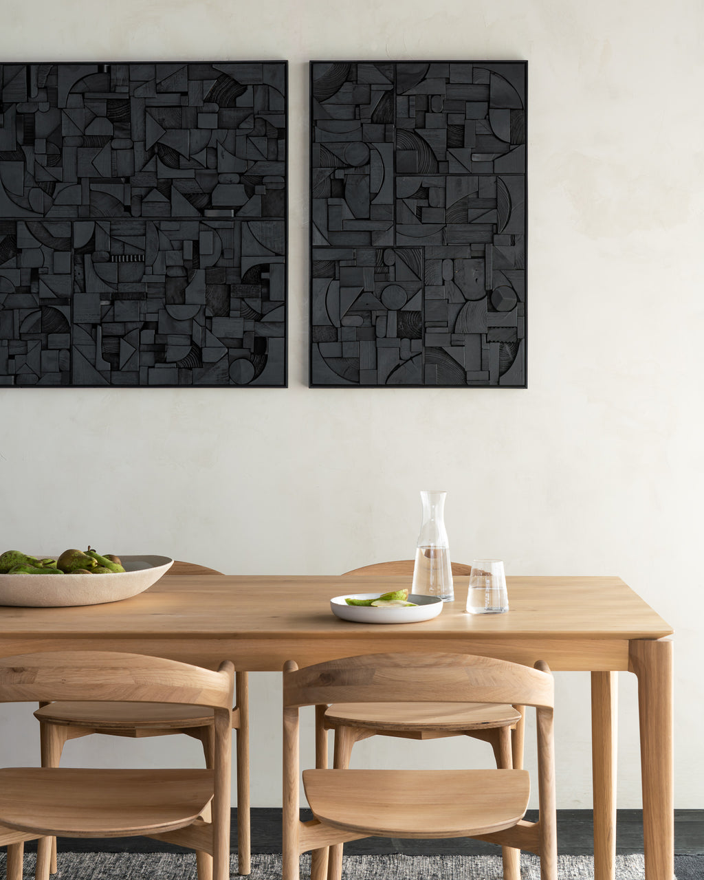 Bricks Wall Art | Varnished Wood | Black | Wooden Frame | Rectangular