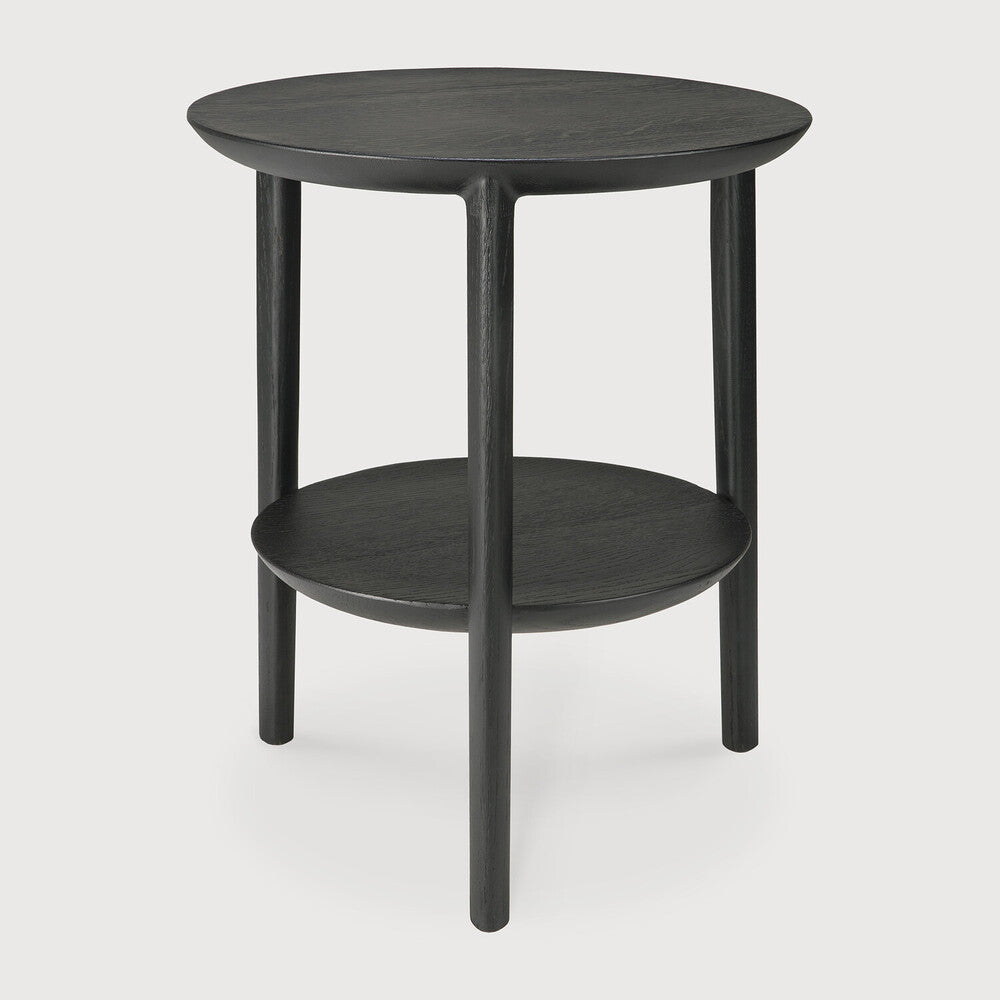 Bok Side Table | Varnished Oak | Black | Round