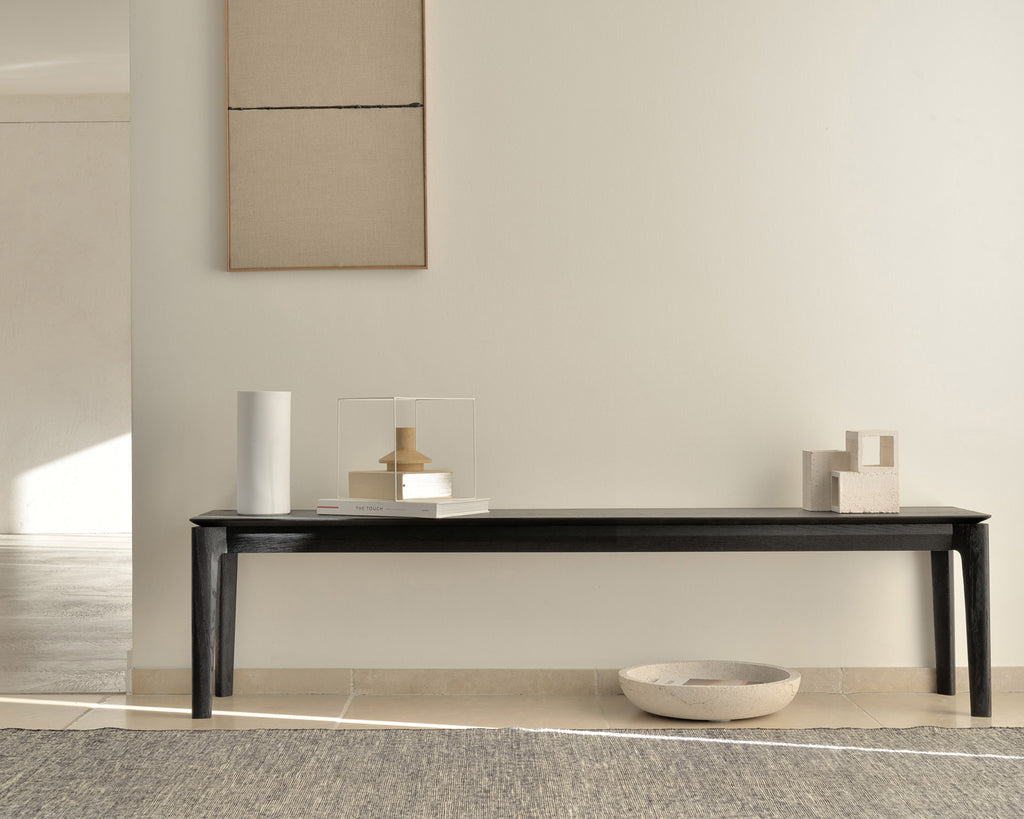 Bok Bench | Varnished Oak | Black | 50" X 14"