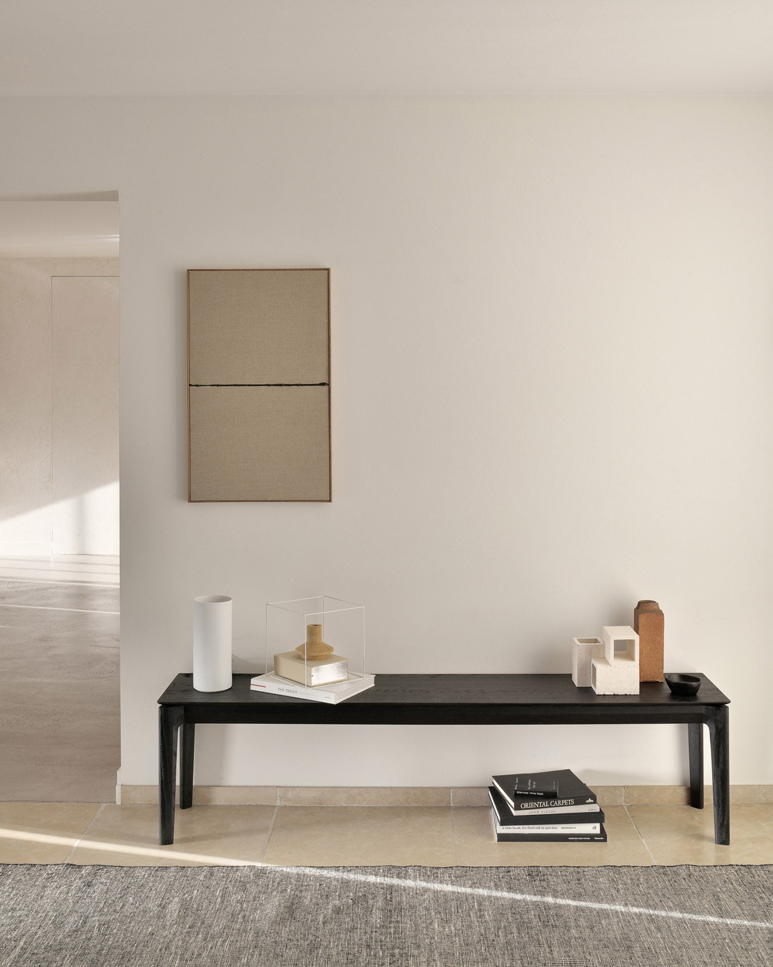 Bok Bench | Varnished Oak | Black | 57" X 14"