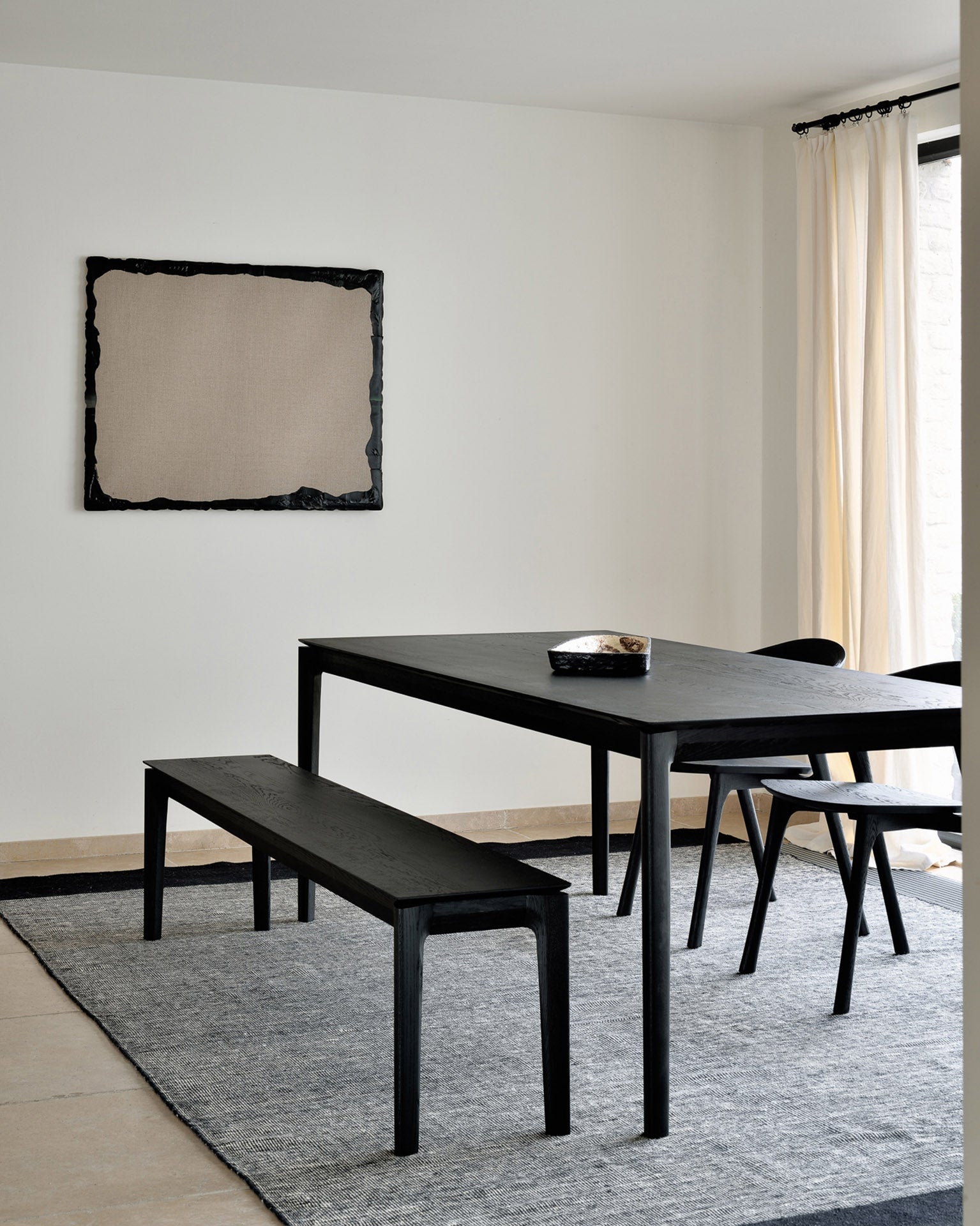 Bok Bench | Varnished Oak | Black | 57" X 14"