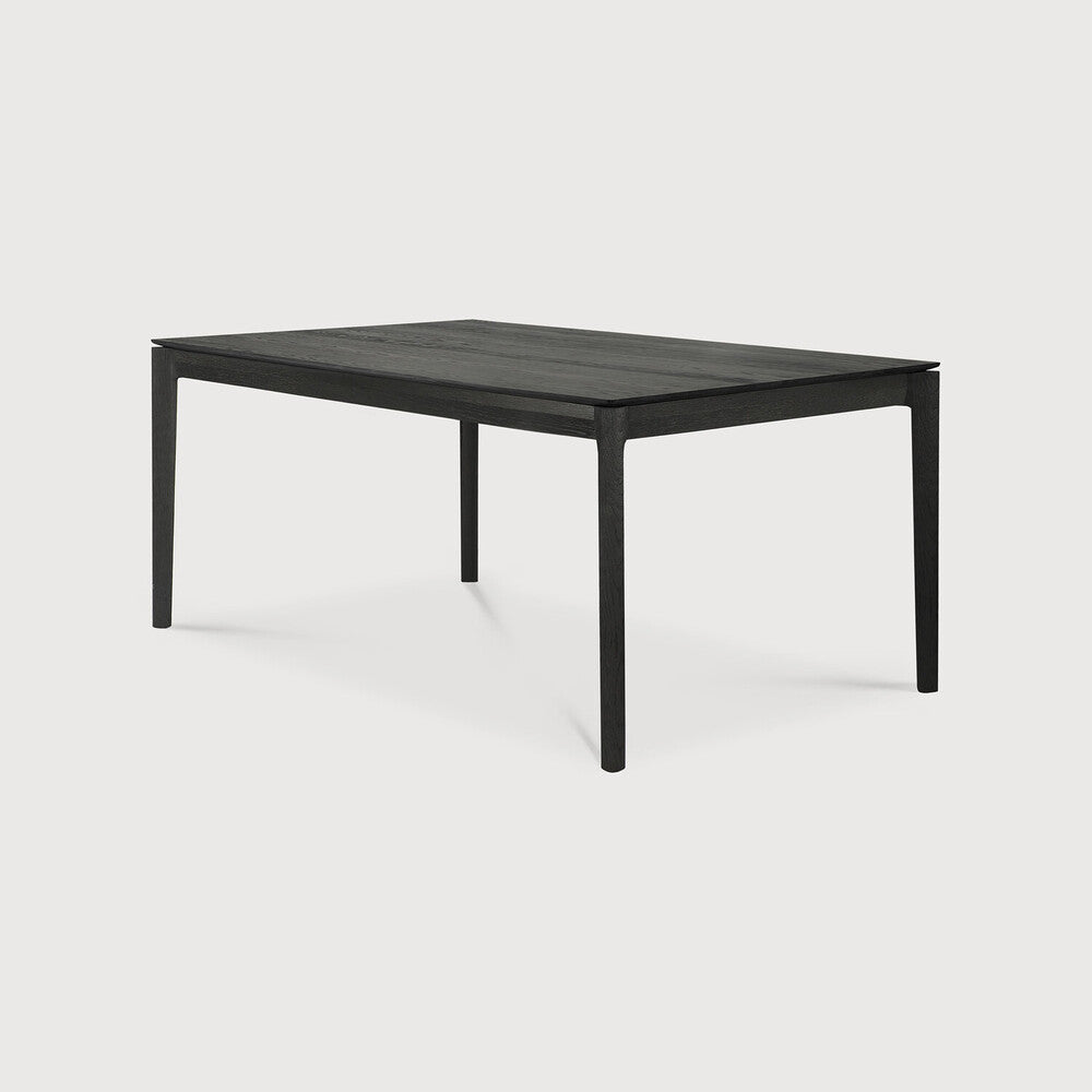 Bok Extendable Dining Table | Varnished Oak | Black | Rectangular | 55"|87" X 35"