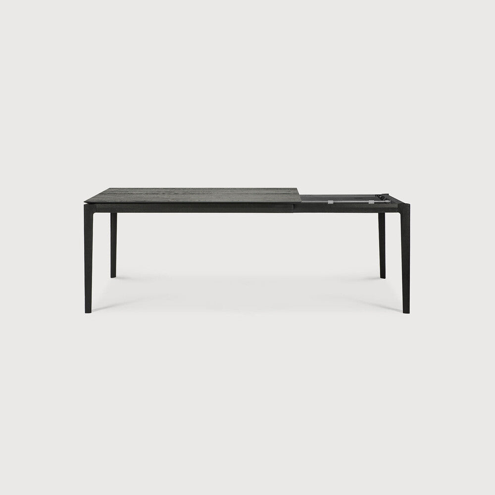 Bok Extendable Dining Table | Varnished Oak | Black | Rectangular | 55"|87" X 35"
