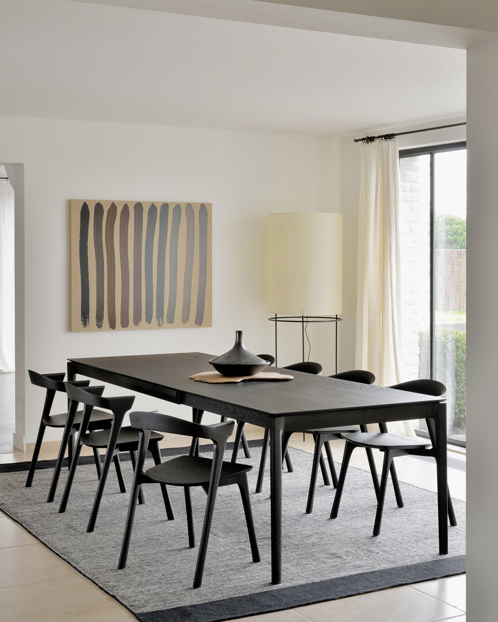 Bok Extendable Dining Table | Varnished Oak | Black | Rectangular | 71"|110" X 39"