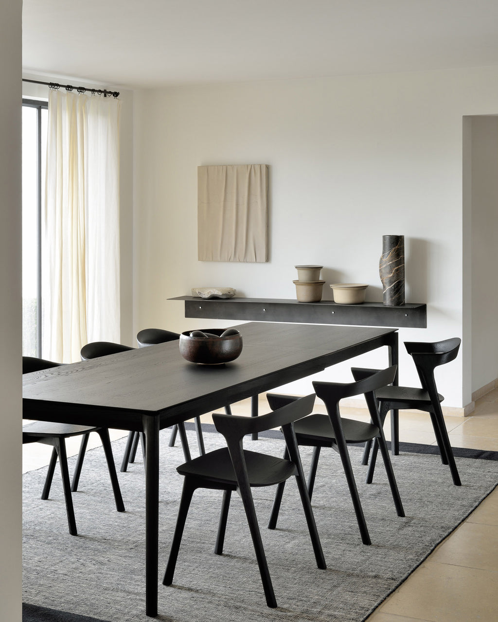 Bok Extendable Dining Table | Varnished Oak | Black | Rectangular | 71"|110" X 39"