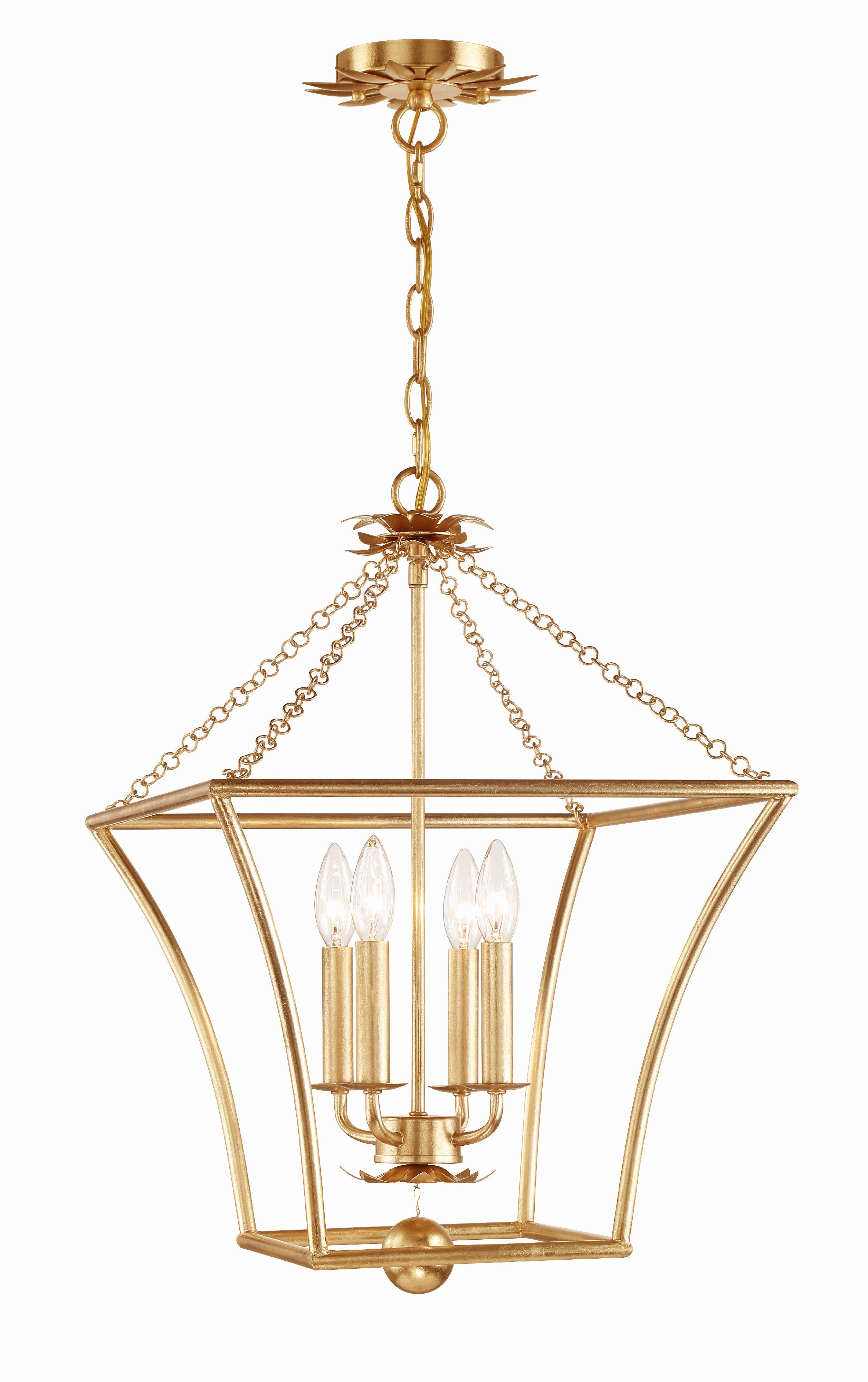 Broche 16'' Antique Gold Chandelier