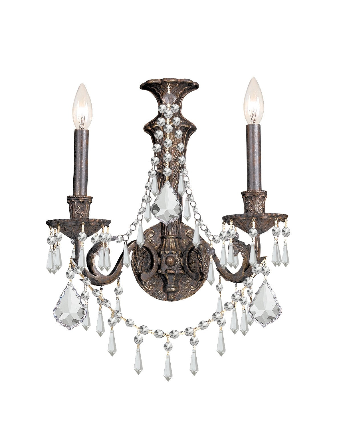 Vanderbilt 15'' Hand Cut Crystal English Bronze Sconce