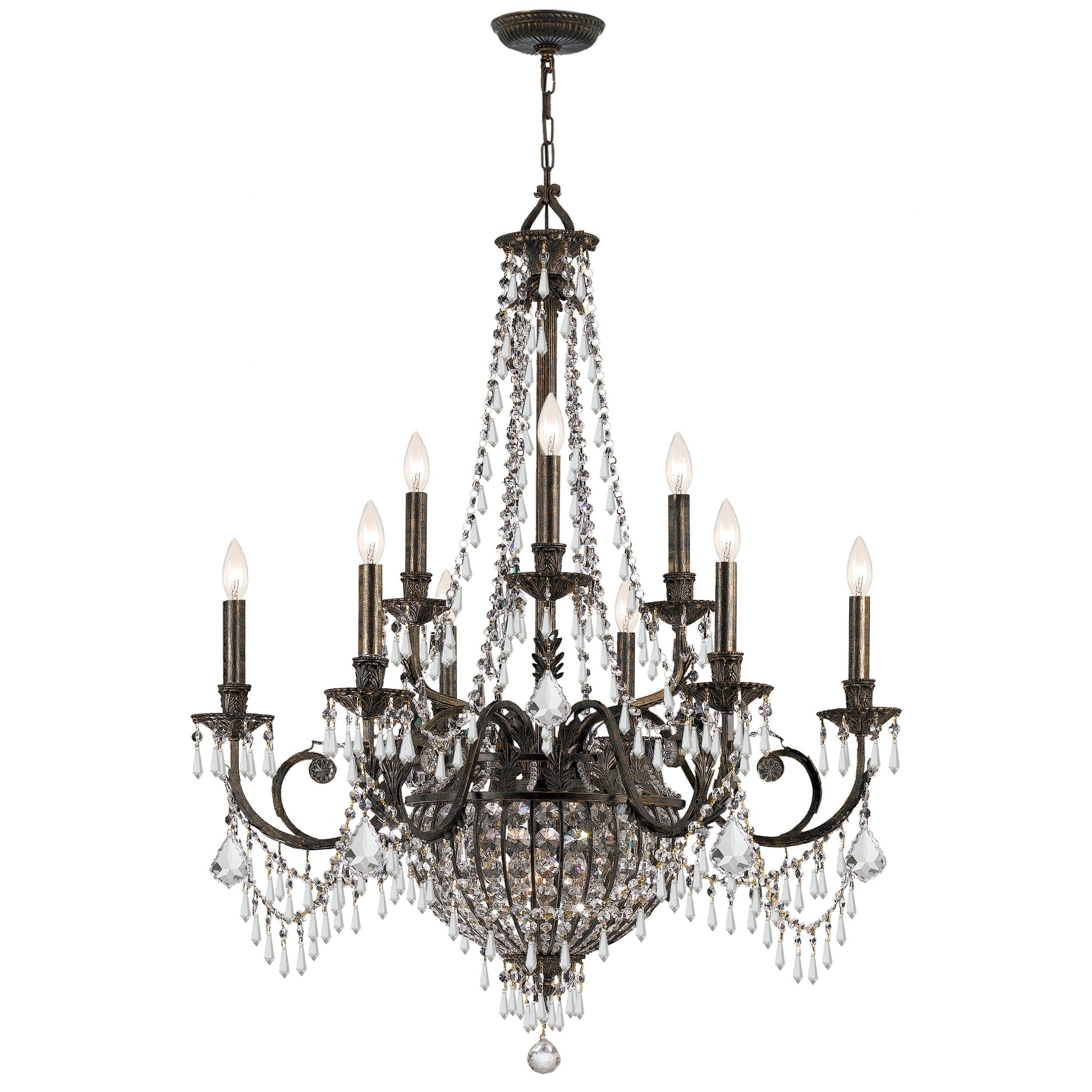 Vanderbilt 34'' Hand Cut Crystal English Bronze Chandelier