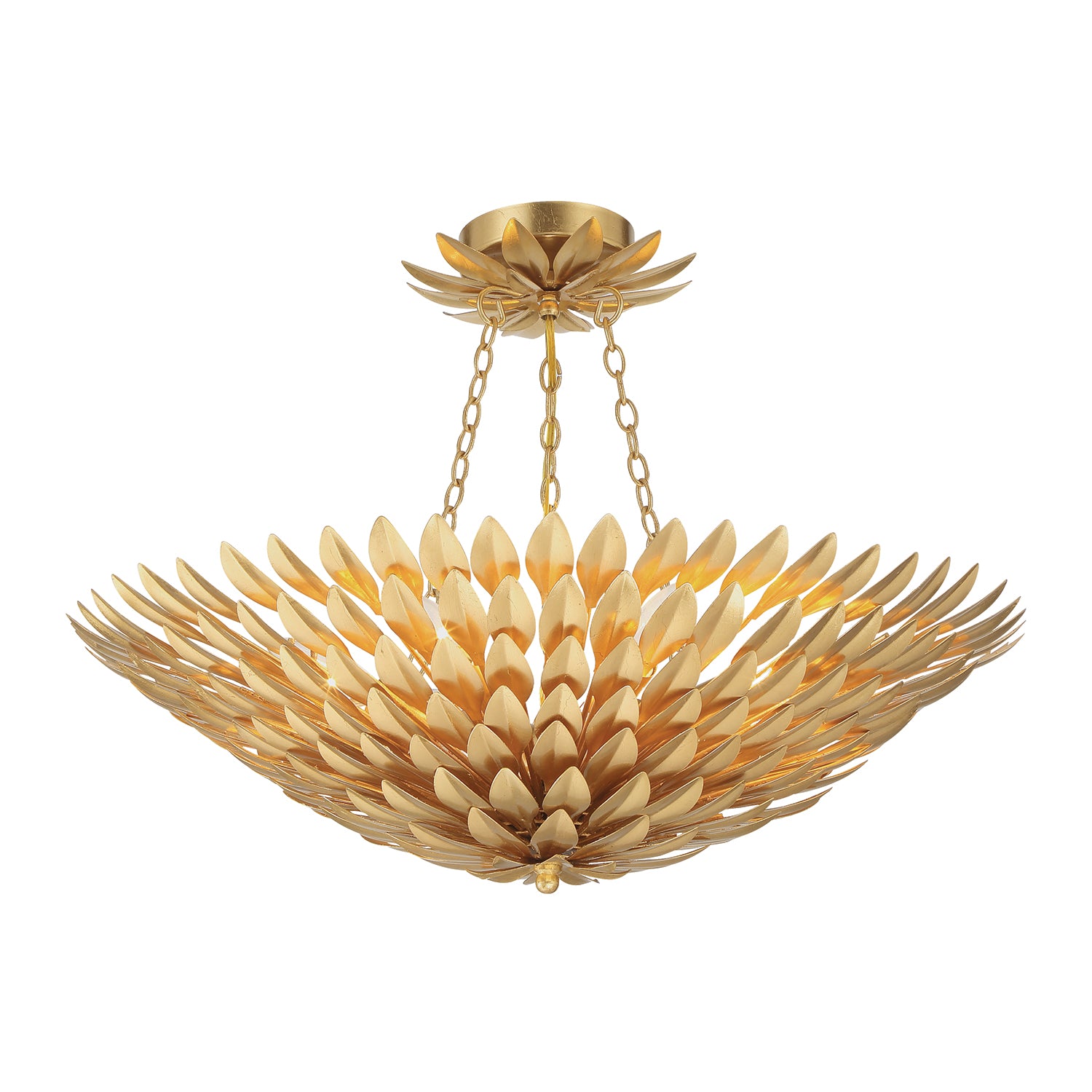 Broche 24.5'' Antique Gold Semi Flush Mount