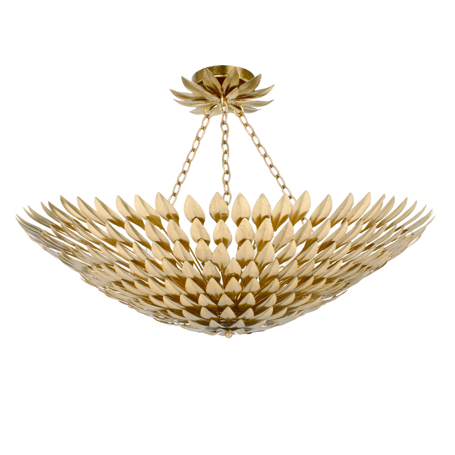 Broche 30'' Antique Gold Semi Flush Mount