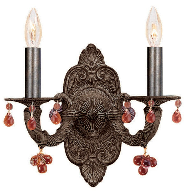 Paris Market 11'' Amber Crystal Venetian Bronze Sconce