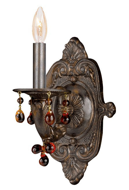 Paris Market 6.25'' Amber Crystal Venetian Bronze Sconce