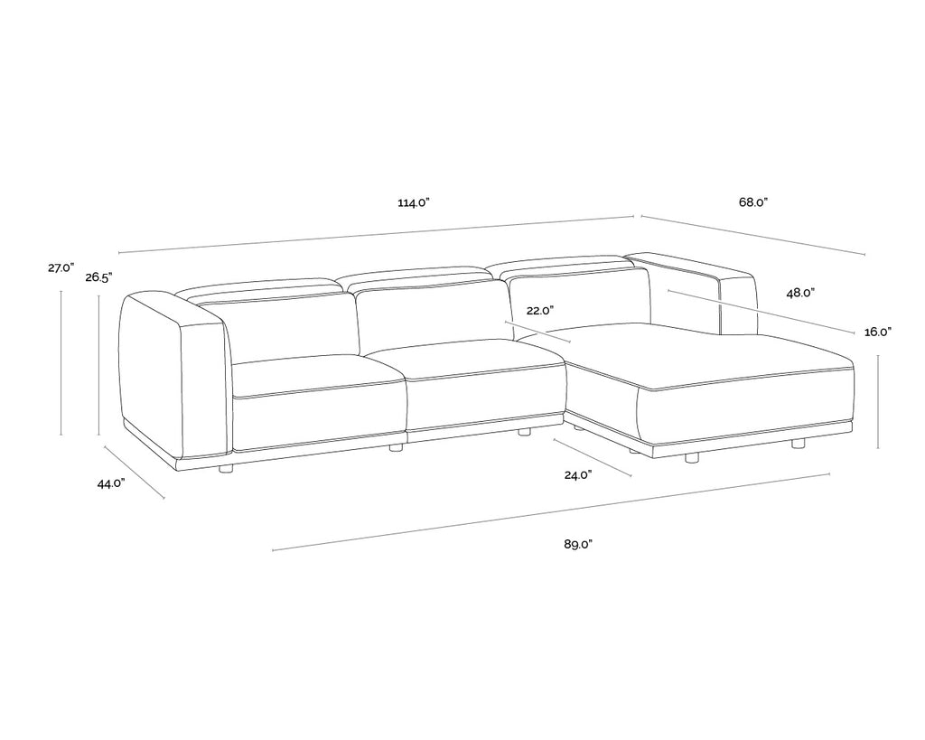 Beau Sofa Chaise - Raf - Lucia Tobacco Leather