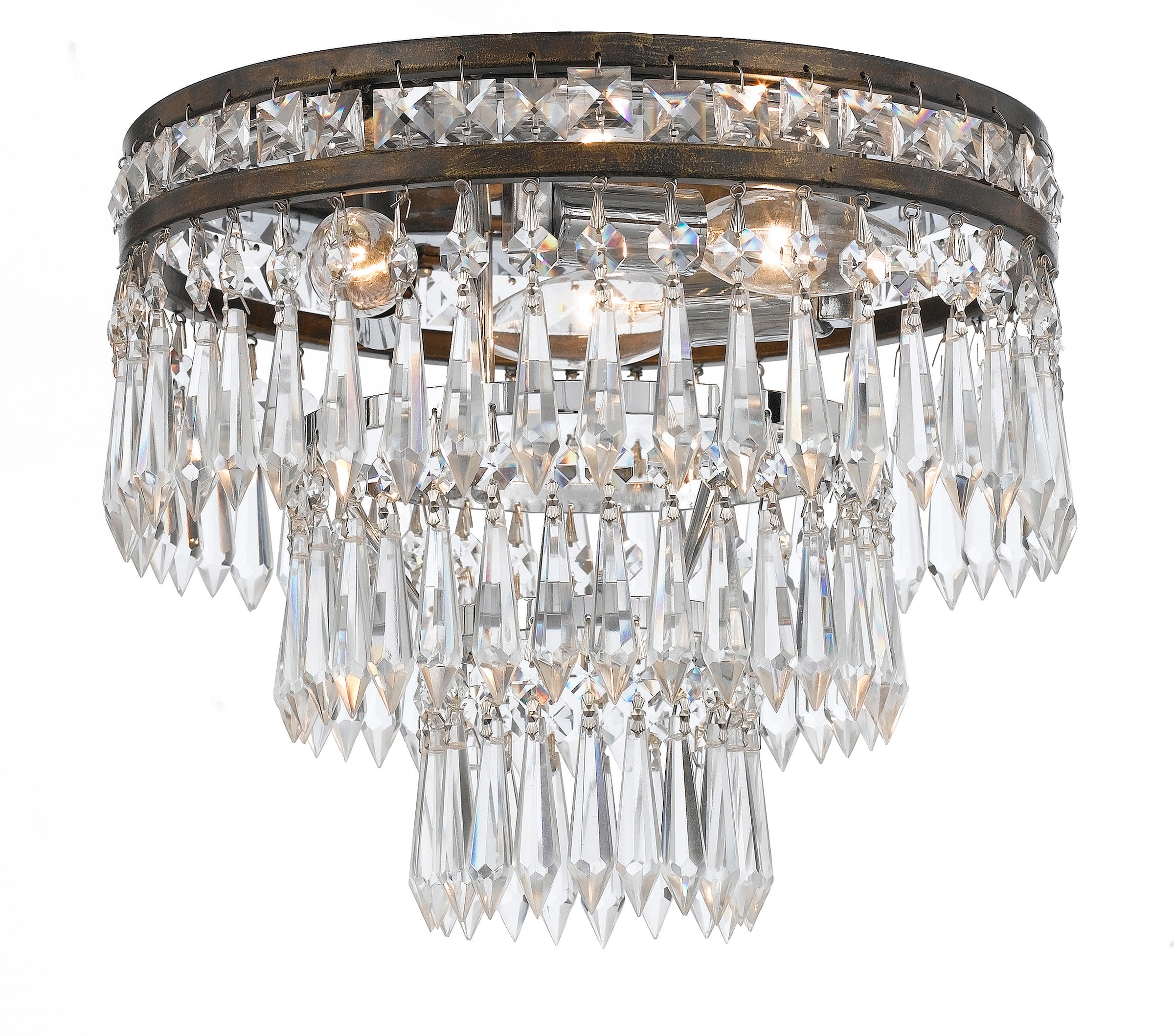 Mercer 12'' Hand Cut Crystal English Bronze Flush Mount