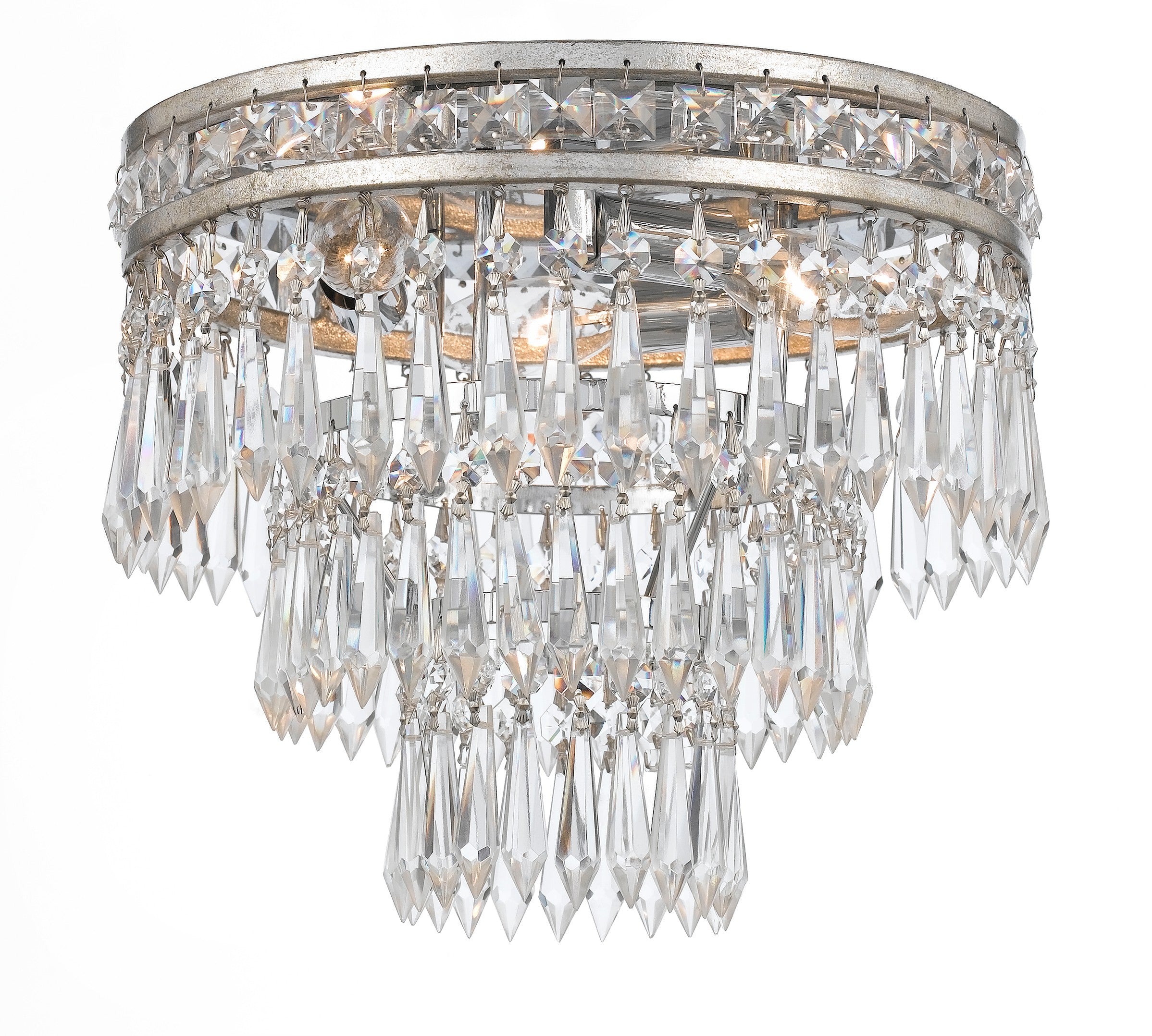 Mercer 12'' Hand Cut Crystal Olde Silver Flush Mount