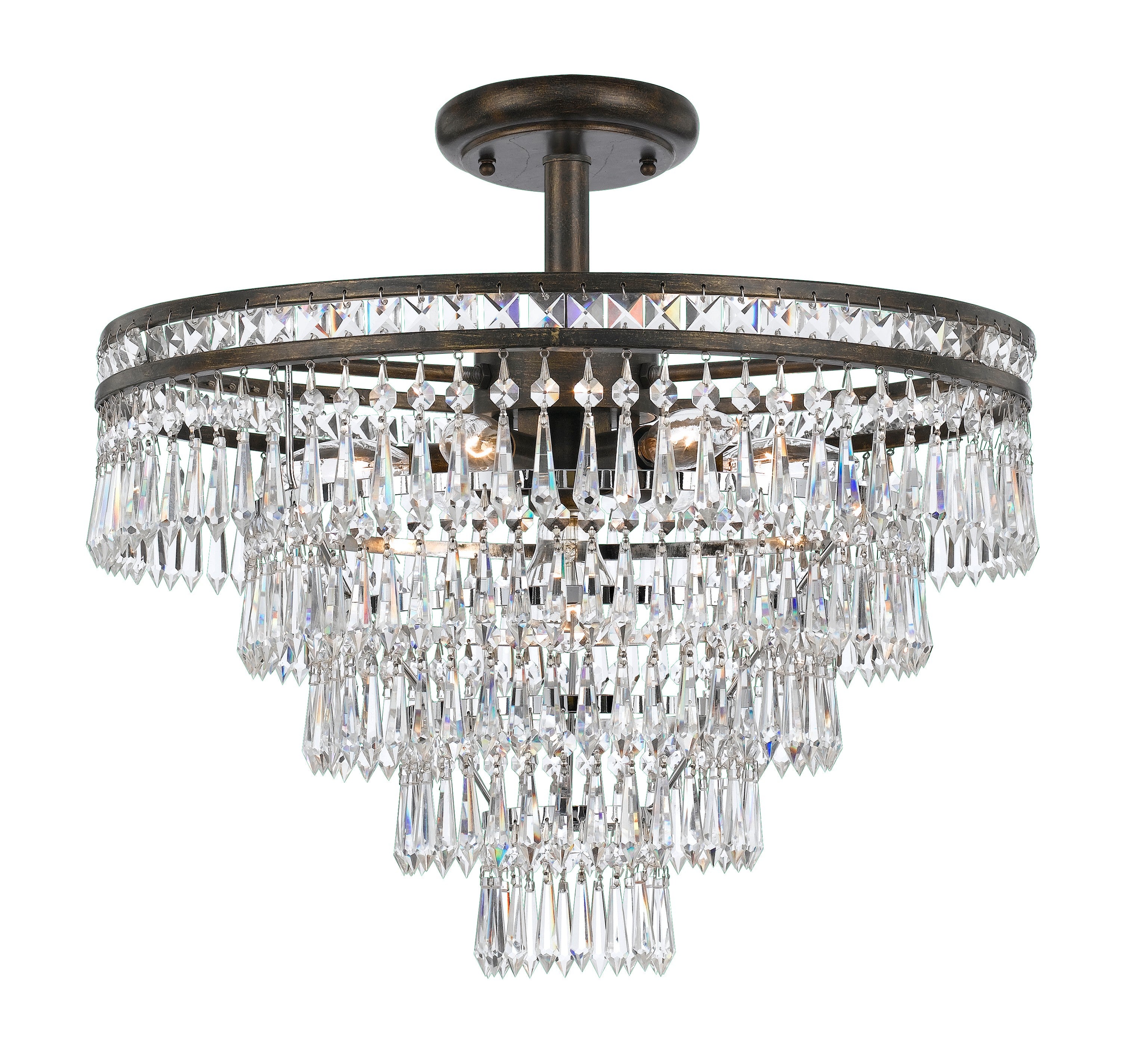 Mercer 20'' Hand Cut Crystal English Bronze Semi Flush Mount