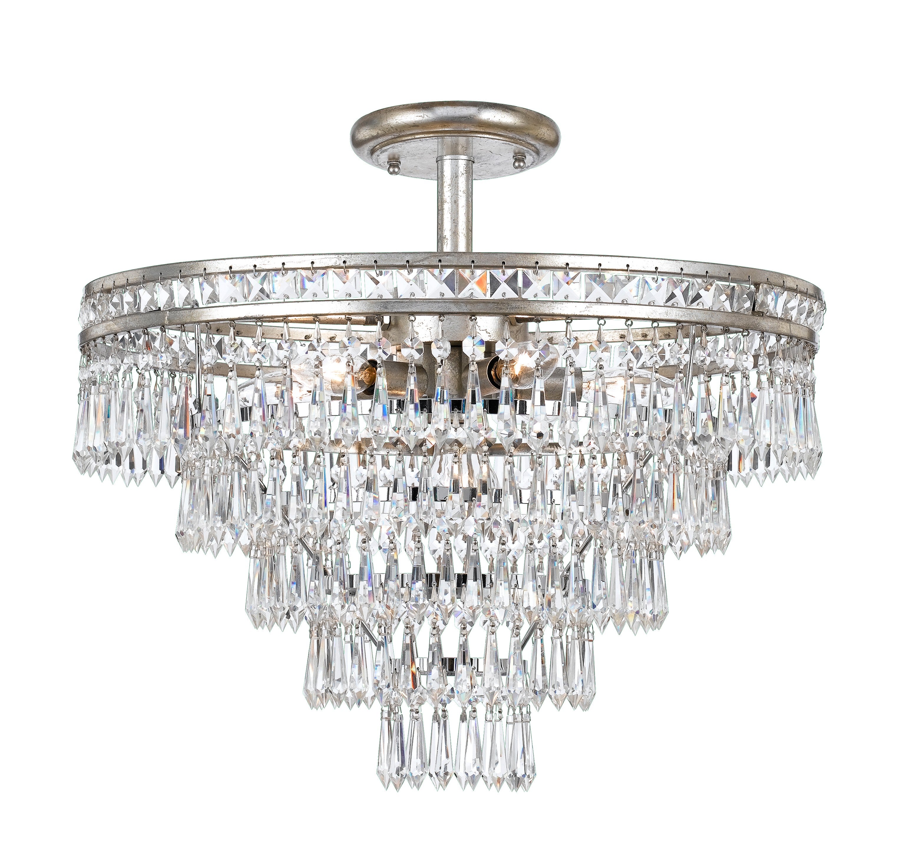 Mercer 20'' Hand Cut Crystal Olde Silver Semi Flush Mount