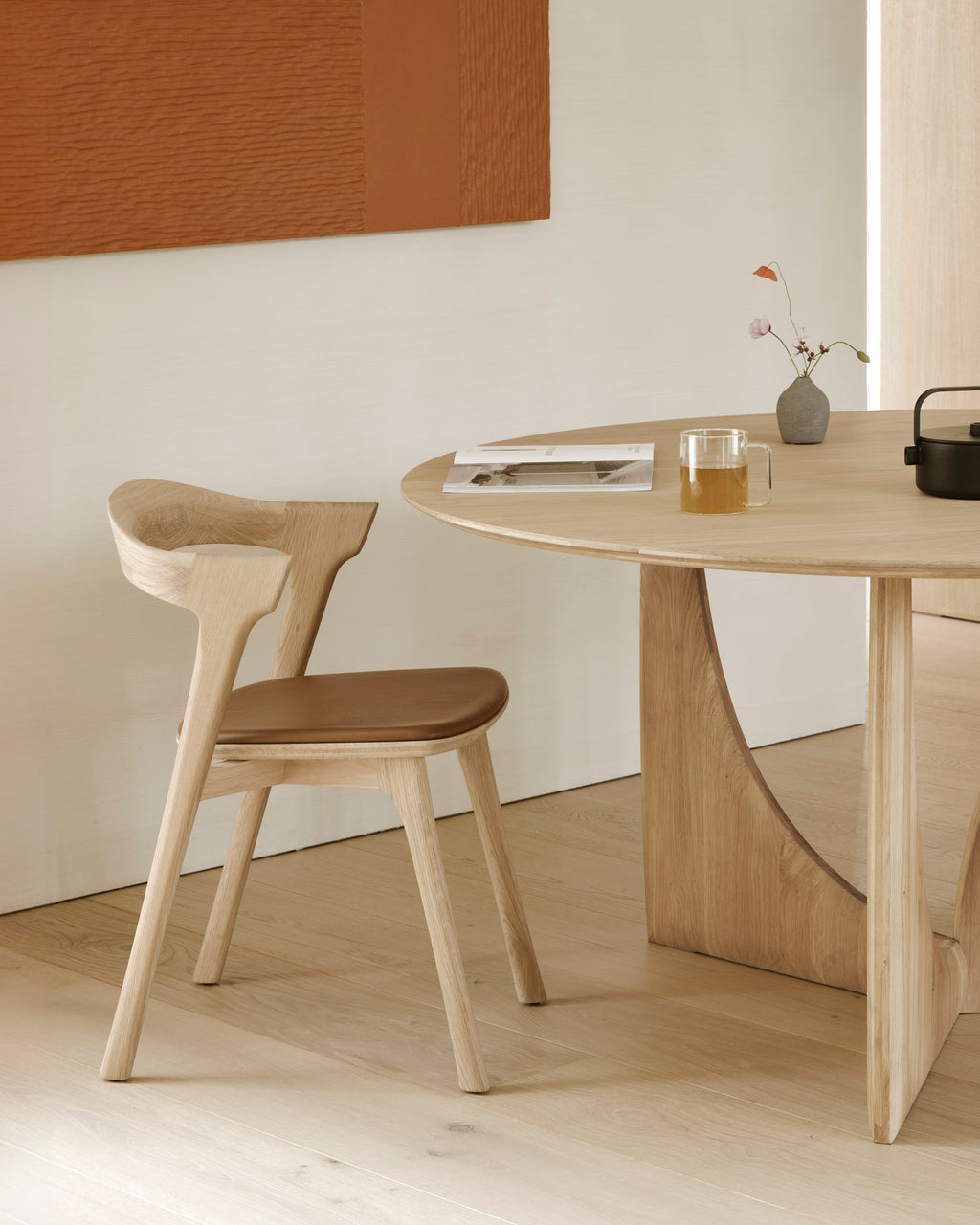 Bok Dining Chair | Varnished Oak | Cognac Leather