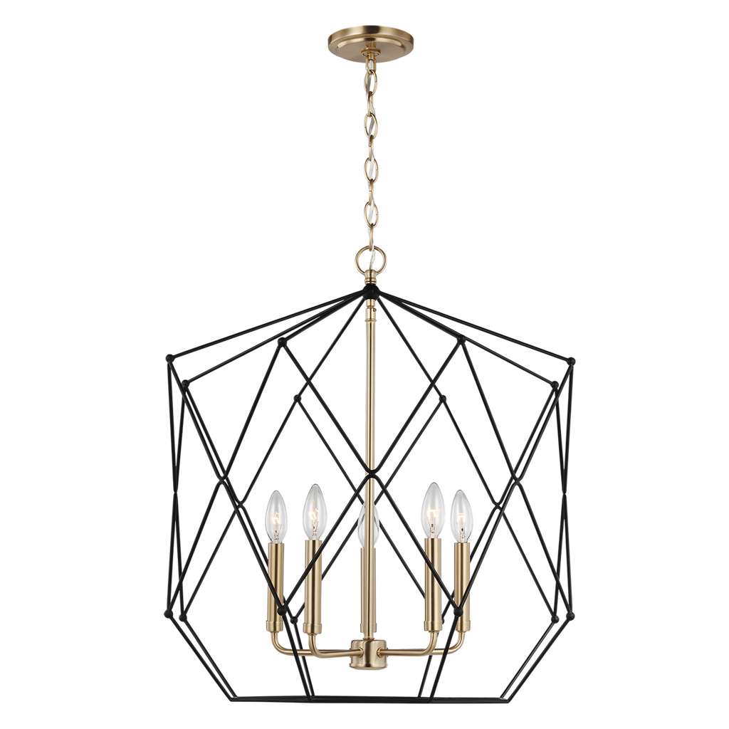 Zarra Large Five Light Lantern Satin Brass Bulbs Included