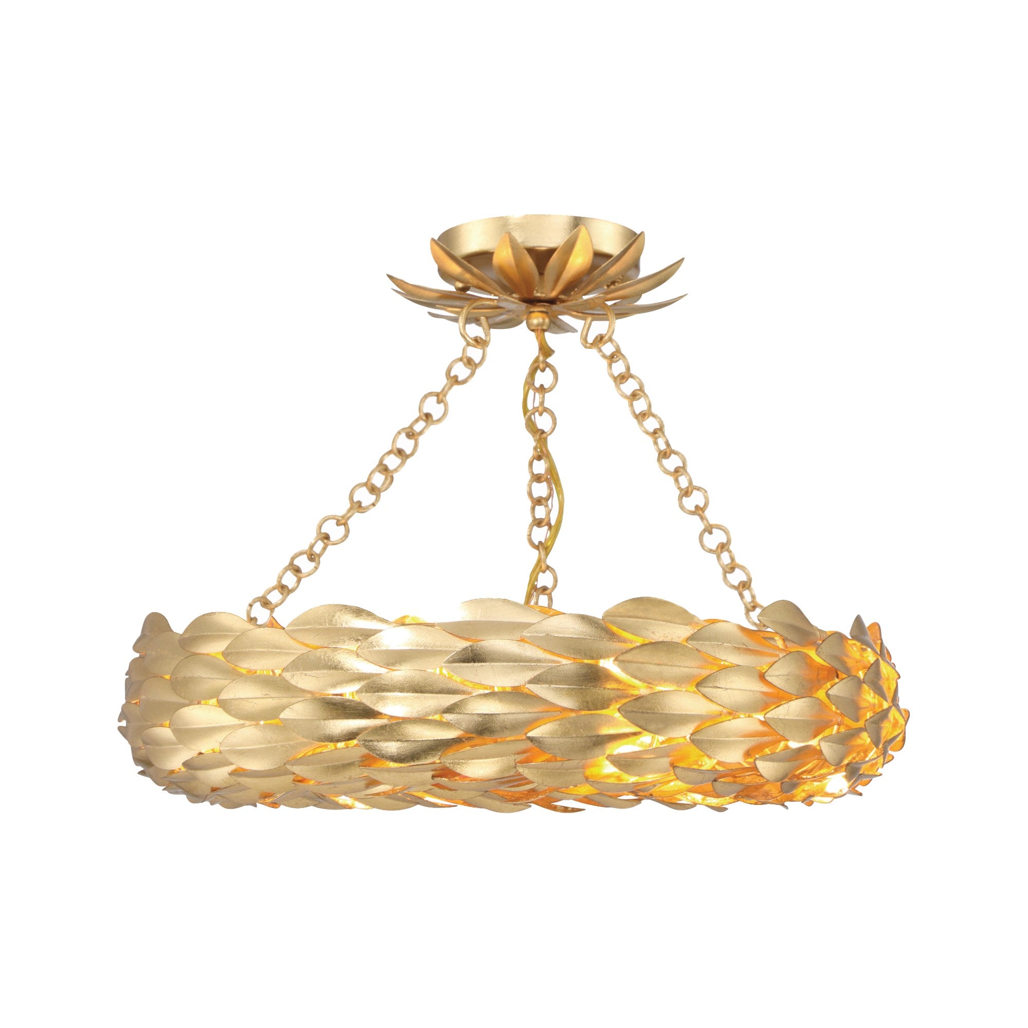 Broche 18'' LED Antique Gold Semi Flush Mount
