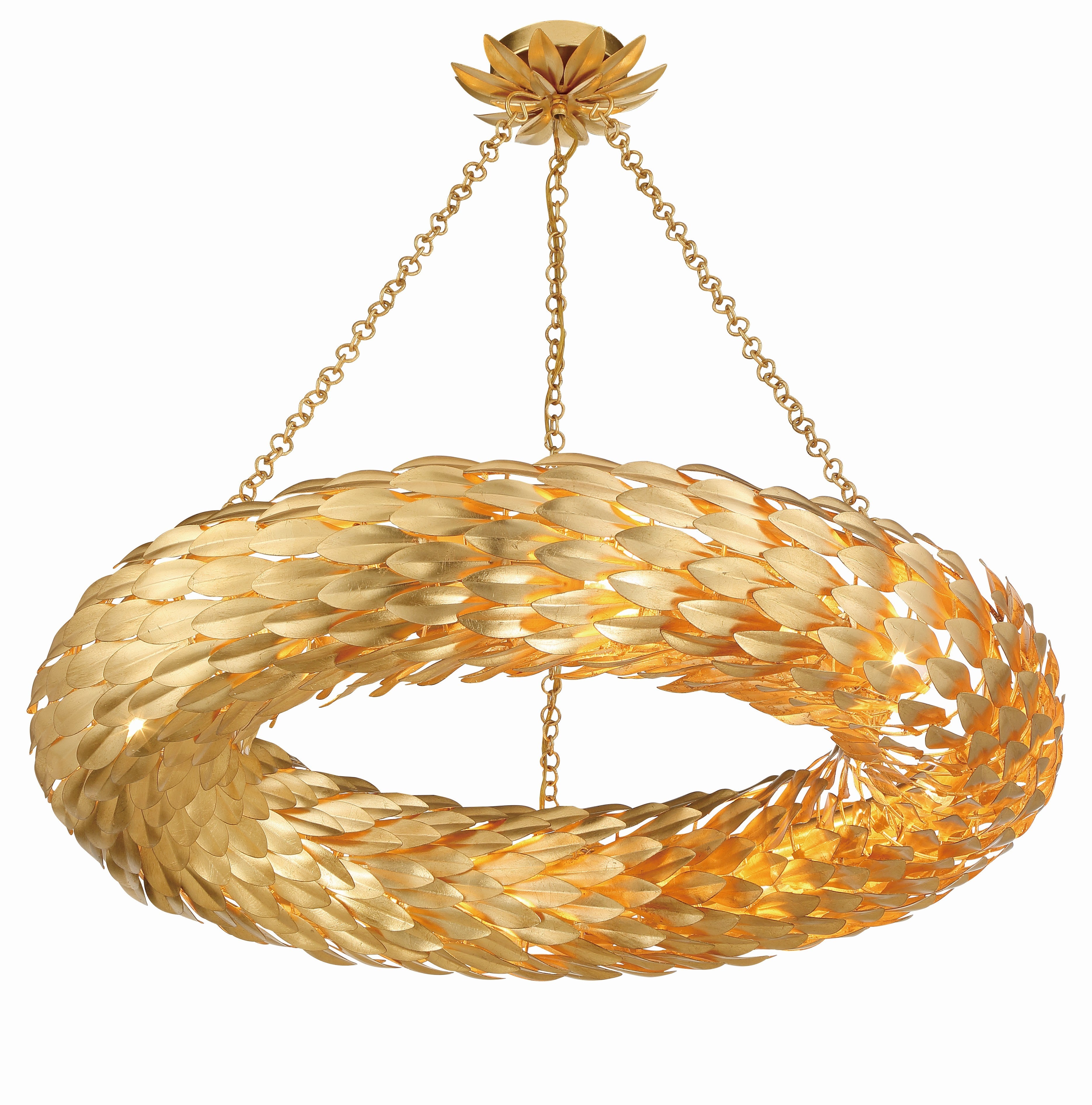 Broche 33.5'' Antique Gold Chandelier