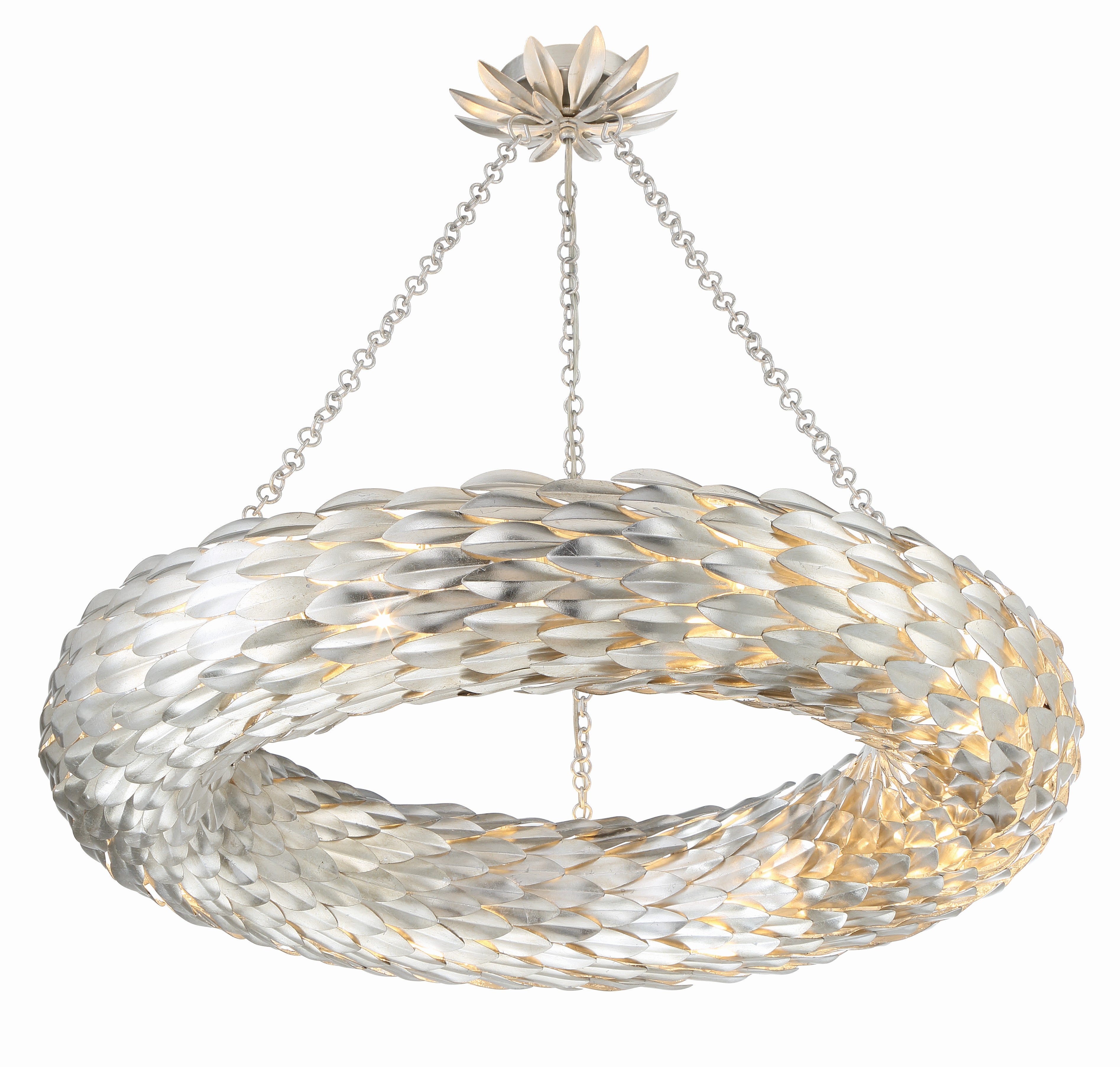 Broche 33.5'' Antique Silver Chandelier